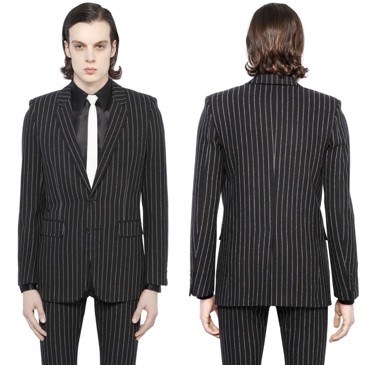 Hedi Slimane × Saint Laurent Paris 15FW Runway Pinstripes Suit Sz46/48 Size 46S - 10 Thumbnail