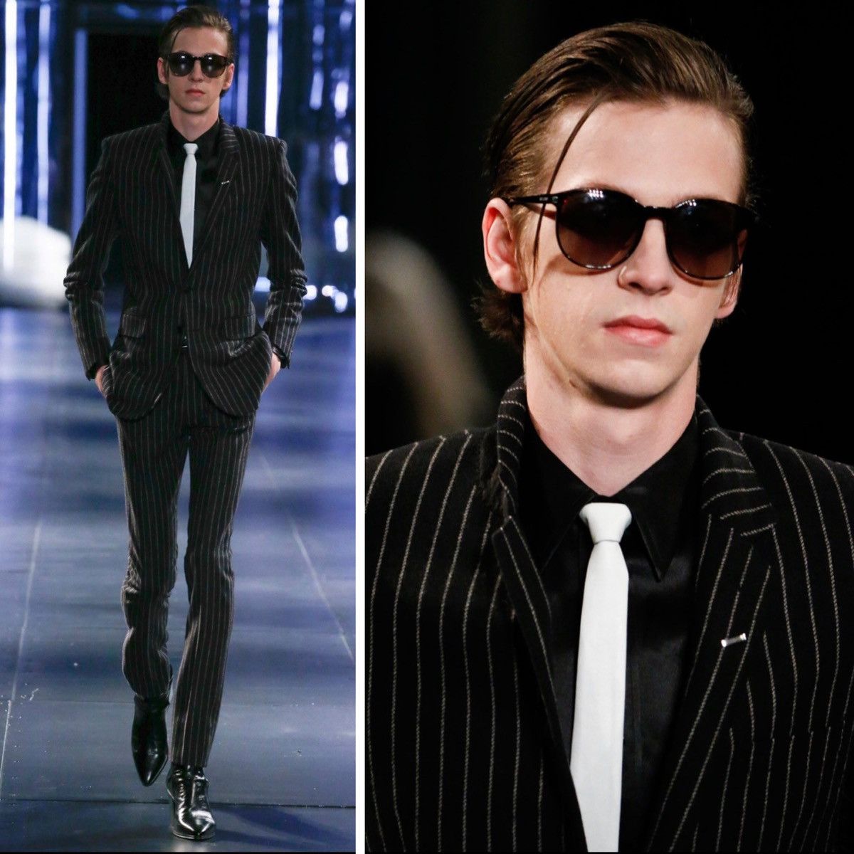 Hedi Slimane × Saint Laurent Paris 15FW Runway Pinstripes Suit Sz46/48 Size 46S - 8 Thumbnail