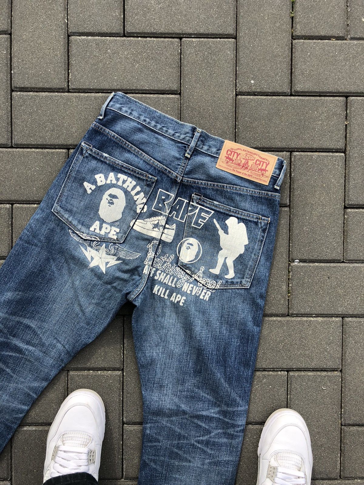Bape a bathing ape light wash logo denim jeans | Grailed Bape a bathing ape light wash logo denim jeans | Grailed