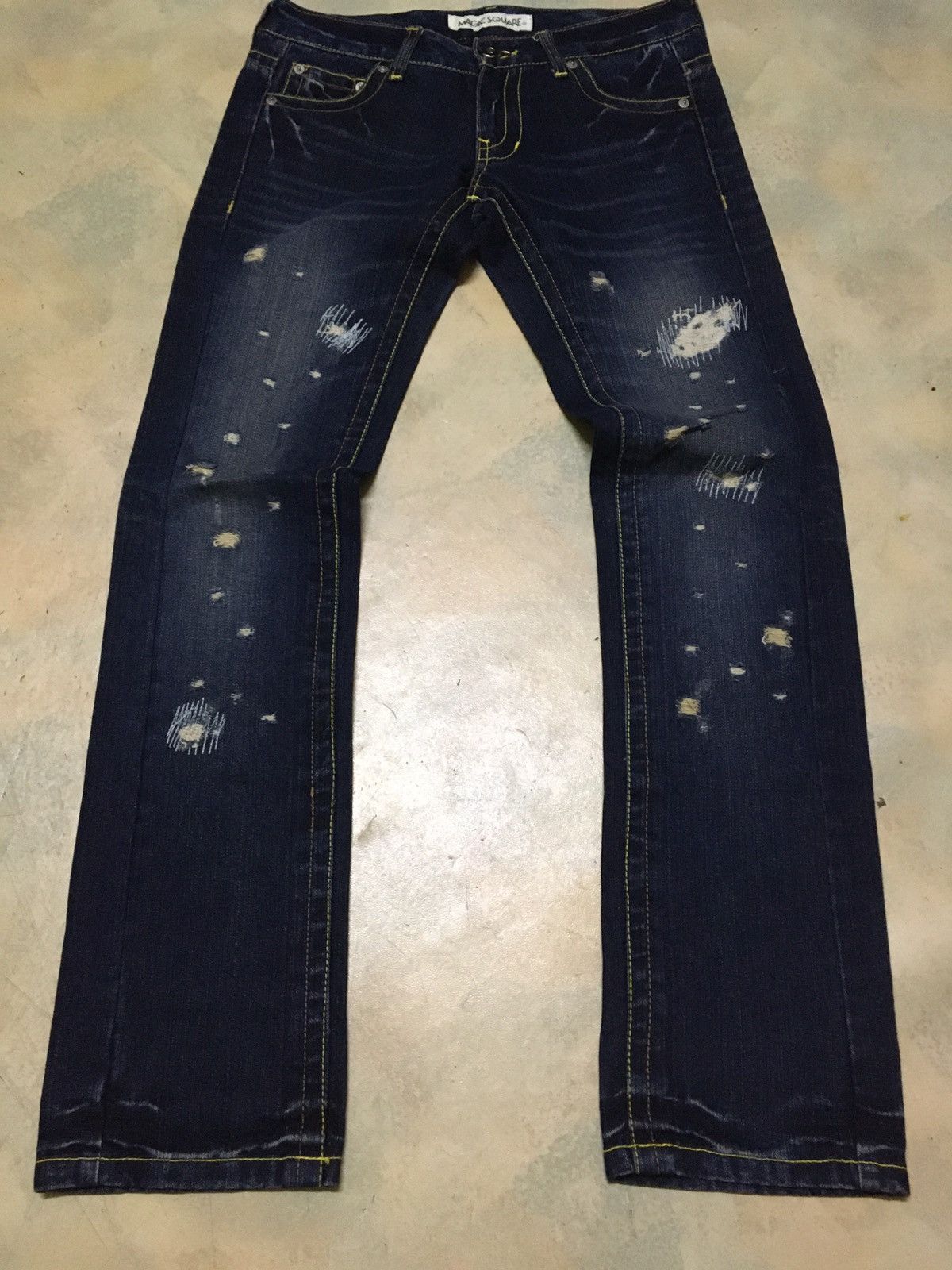 Japanese Brand Japanese Brand Magic Square Patchwork Distressed Denim Pants Size US 31 - 4 Thumbnail