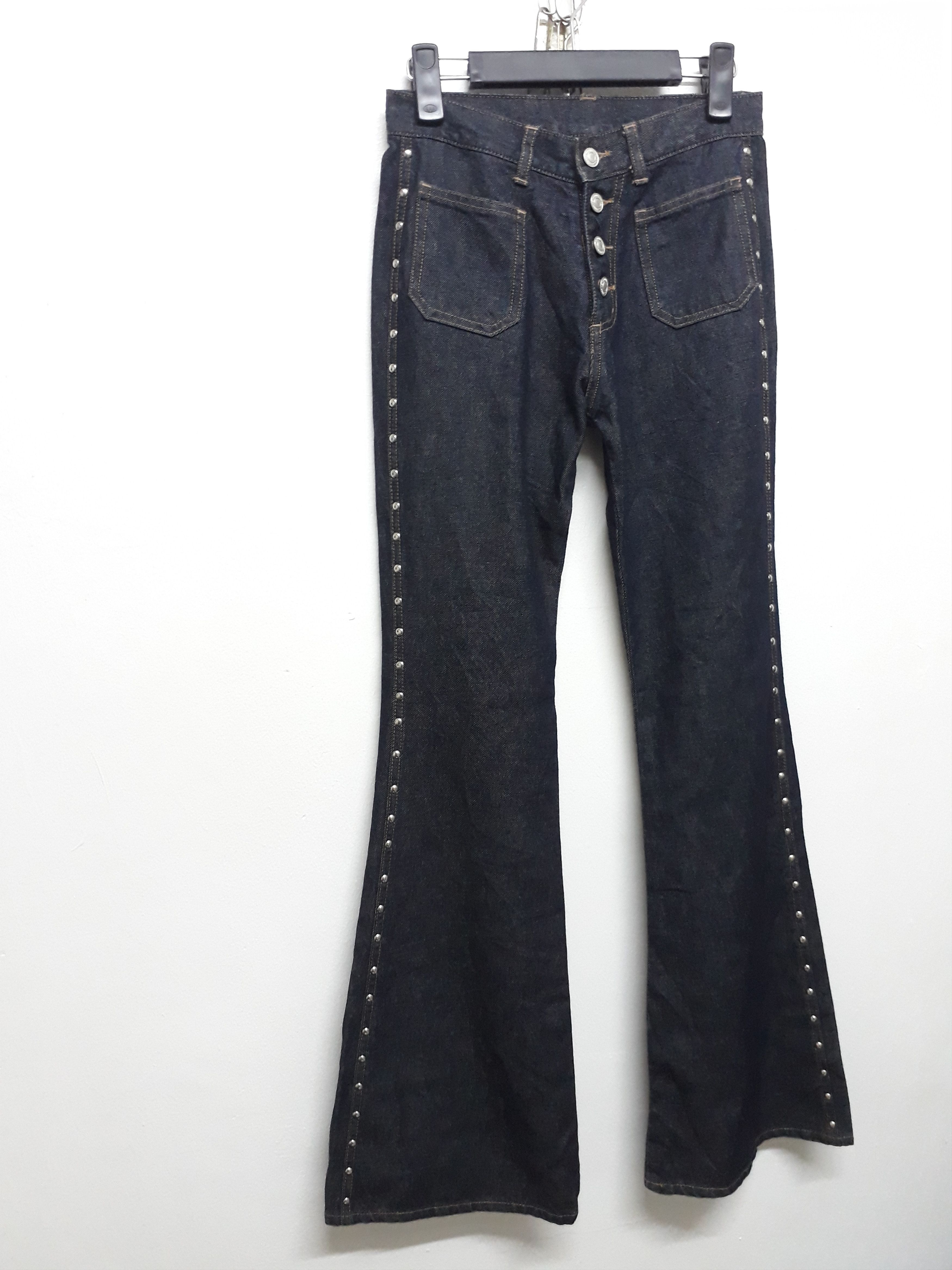Japanese Brand 💥Blue Navy Fly Button Japanese Boot cut Pant Size US 27 - 5 Thumbnail