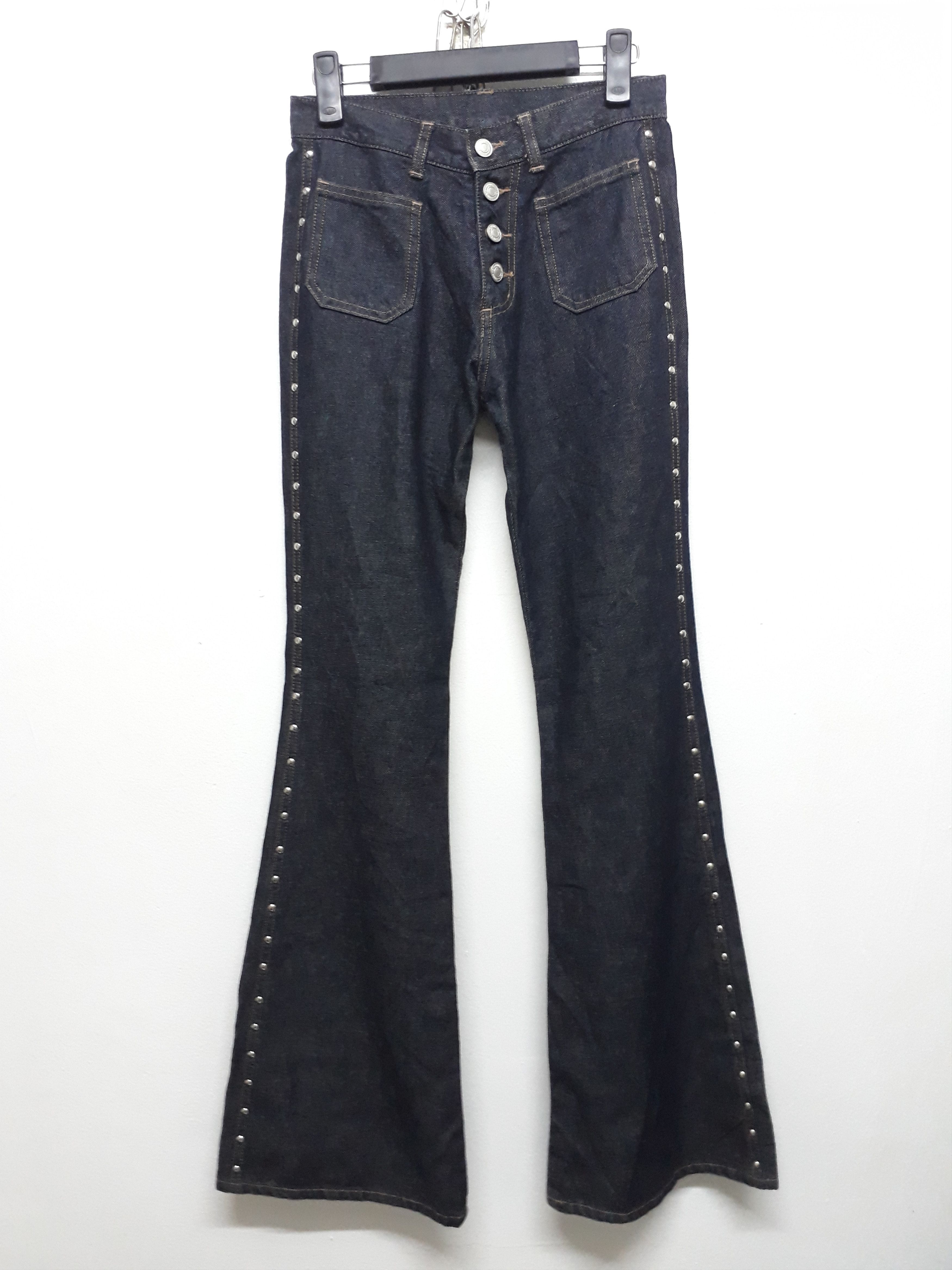 Japanese Brand 💥Blue Navy Fly Button Japanese Boot cut Pant Size US 27 - 1 Thumbnail