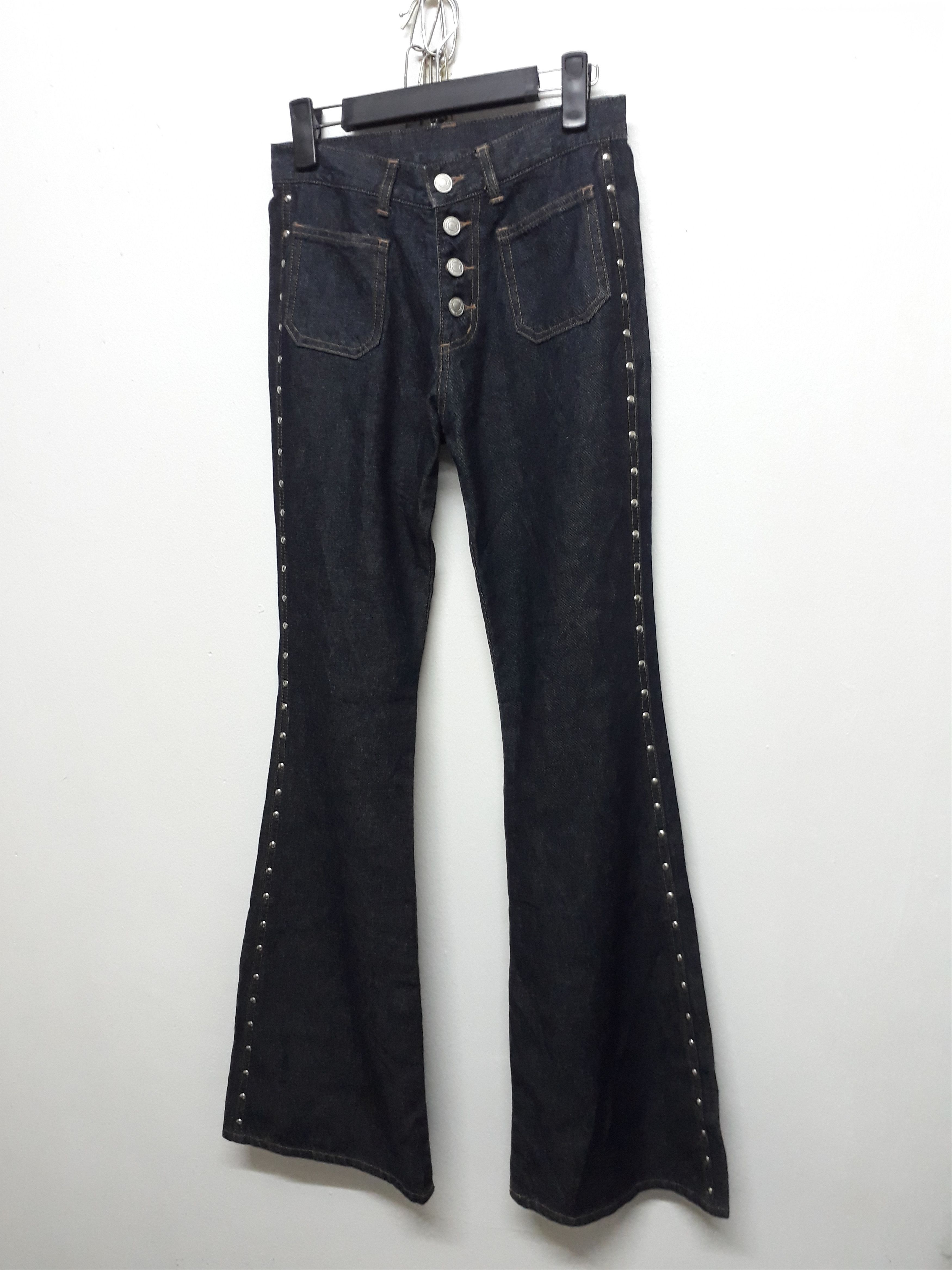 Japanese Brand 💥Blue Navy Fly Button Japanese Boot cut Pant Size US 27 - 2 Thumbnail