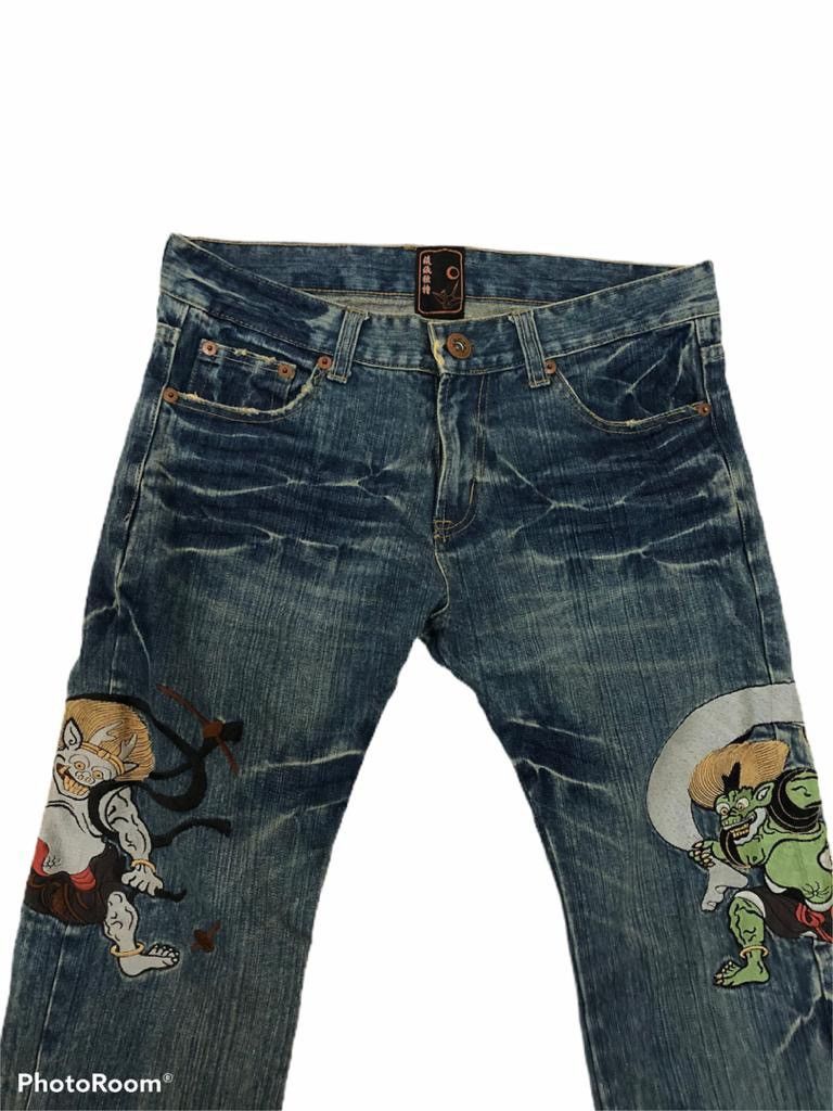 Japan Blue Japan traditional denim god embroidary design pants Size US 34 / EU 50 - 3 Thumbnail