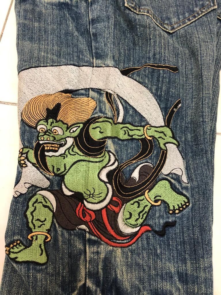 Japan Blue Japan traditional denim god embroidary design pants Size US 34 / EU 50 - 7 Thumbnail