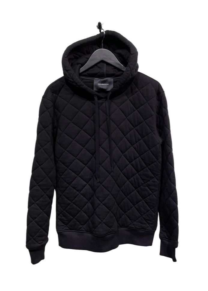 Black quilted hoodie hotsell