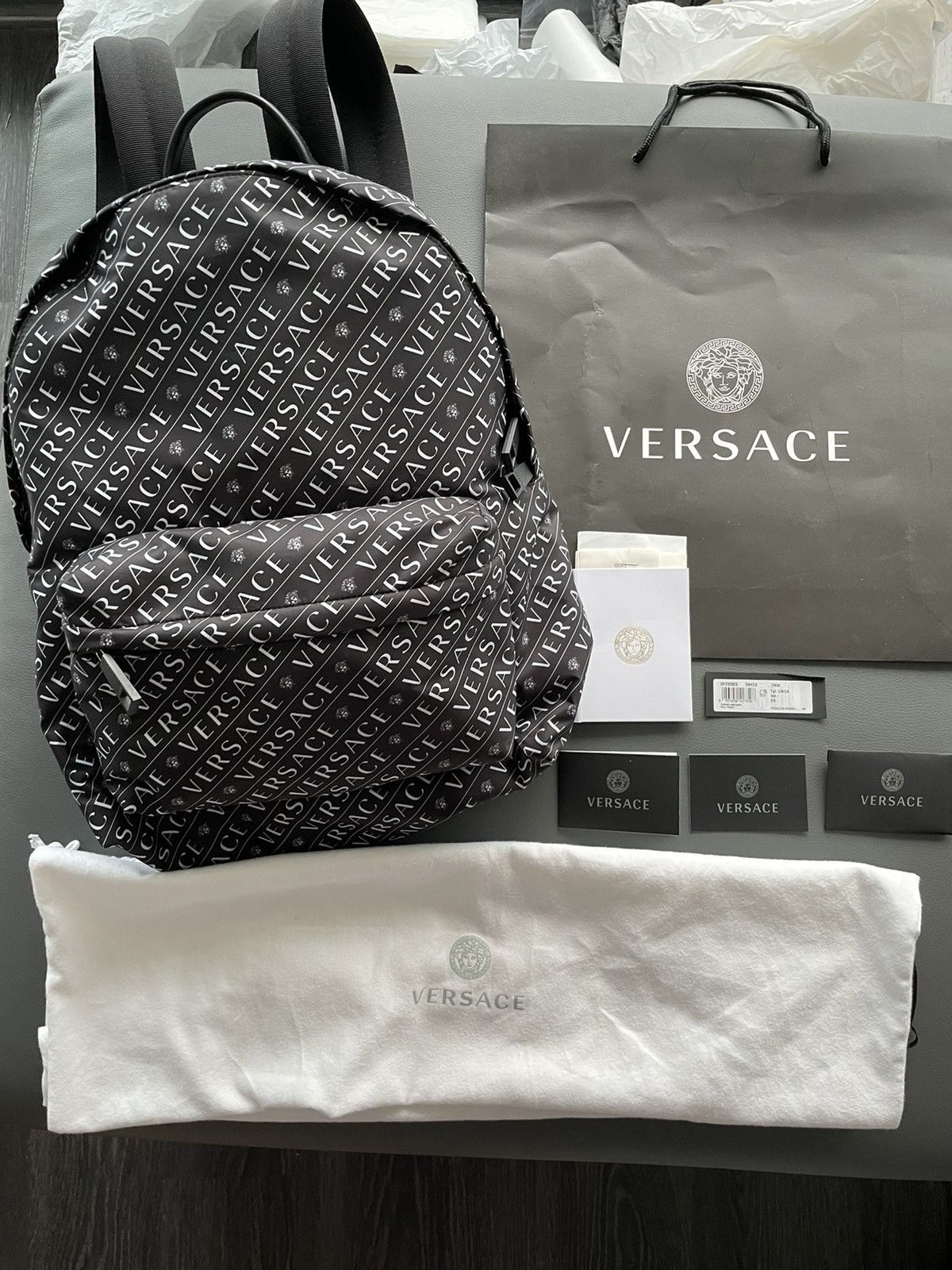 Versace Rare Super Runway Brand New Iconic Monogram Logo Backpack Size ONE SIZE - 4 Thumbnail