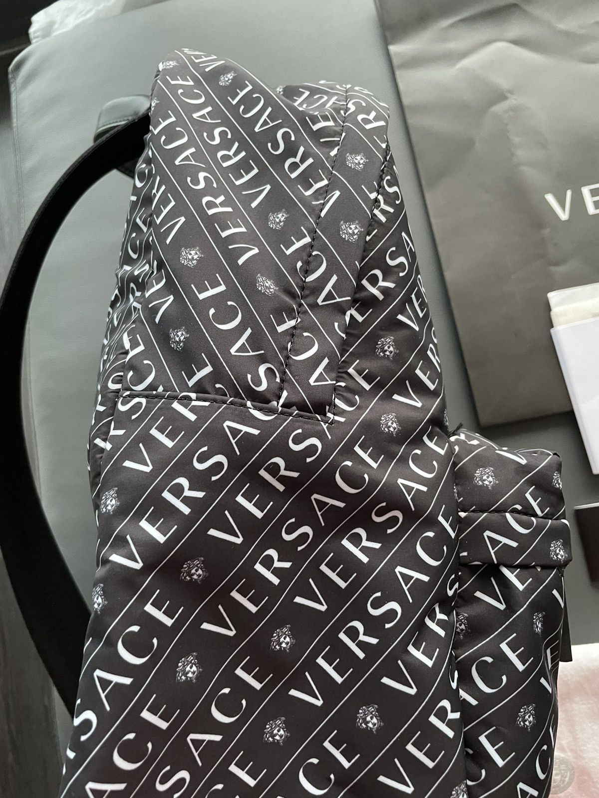 Versace Rare Super Runway Brand New Iconic Monogram Logo Backpack Size ONE SIZE - 13 Thumbnail