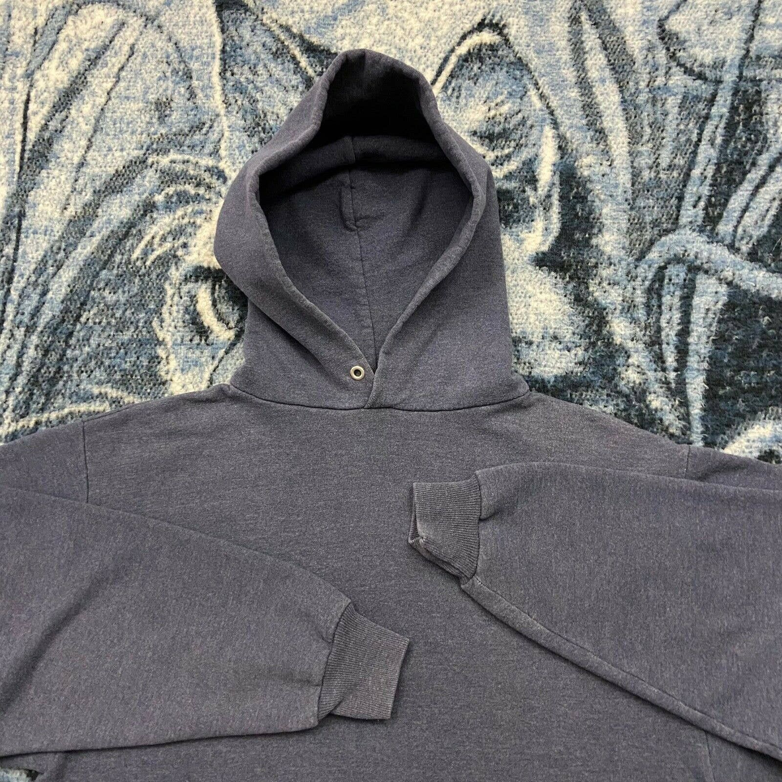 Vintage Vintage Faded Blank Hoodie Pullover Sweatshirt y2k Dark Blue Size US M / EU 48-50 / 2 - 2 Preview