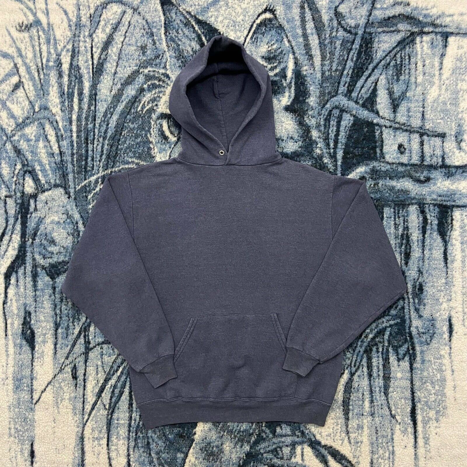 Vintage Vintage Faded Blank Hoodie Pullover Sweatshirt y2k Dark Blue Size US M / EU 48-50 / 2 - 1 Preview