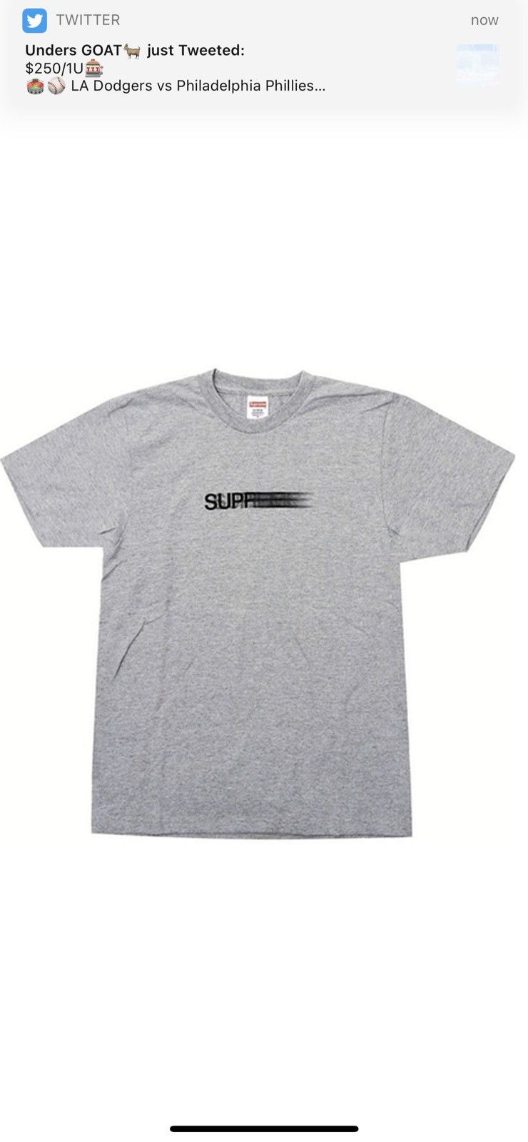 Supreme Motion Logo T-Shirt Heather Grey M SS16 