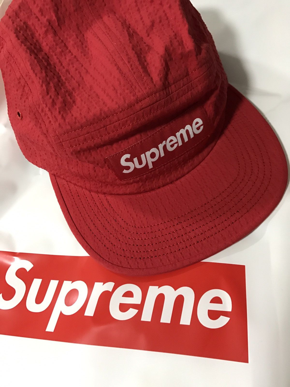 supreme tonal seersucker camp cap（Supreme Mesh Seersucker