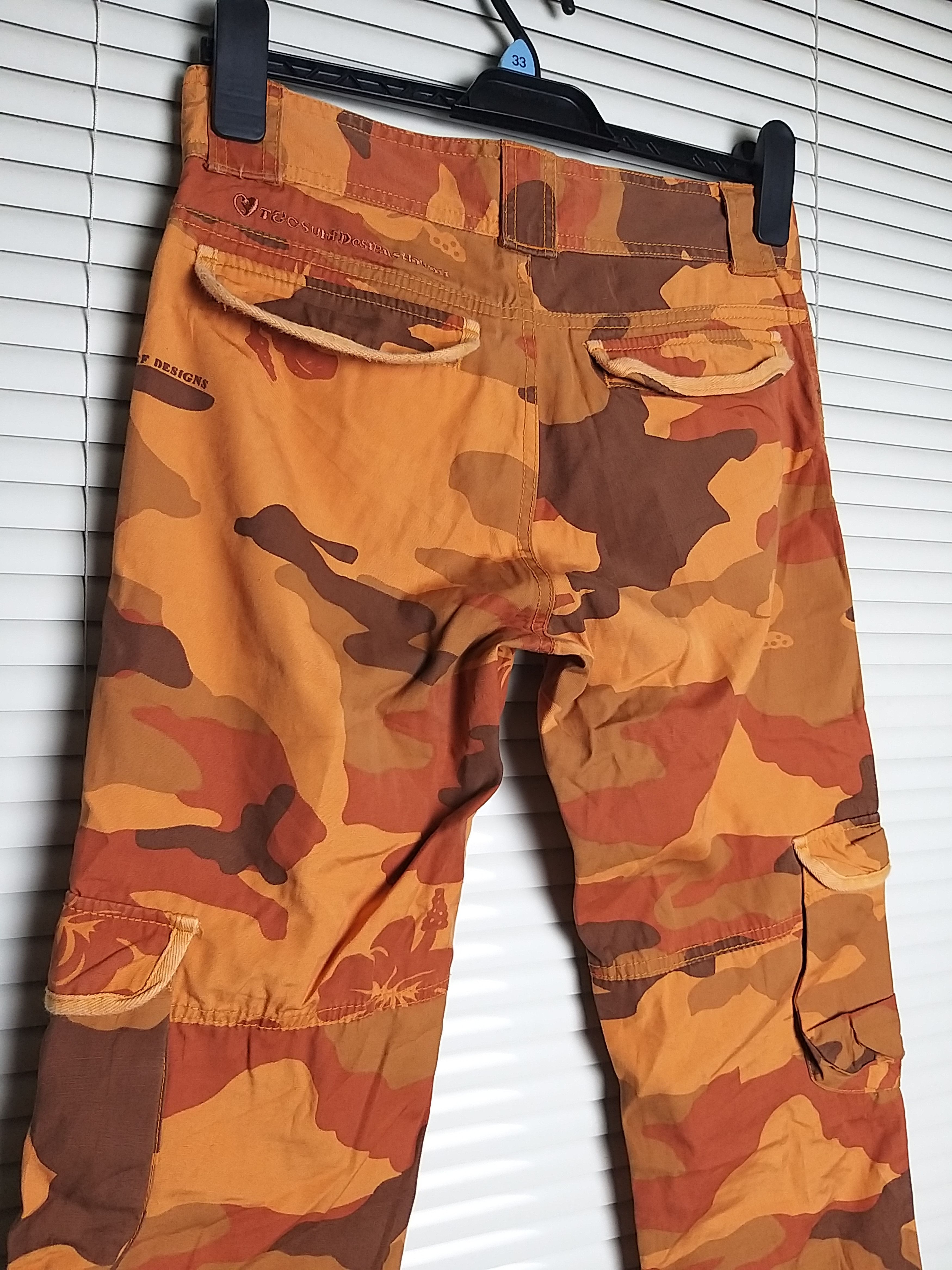 Japanese Brand SICK Y2K T&C SURF DESIGNS HAWAII ORANGE CAMO CARGO PANT. Size US 29 - 4 Thumbnail