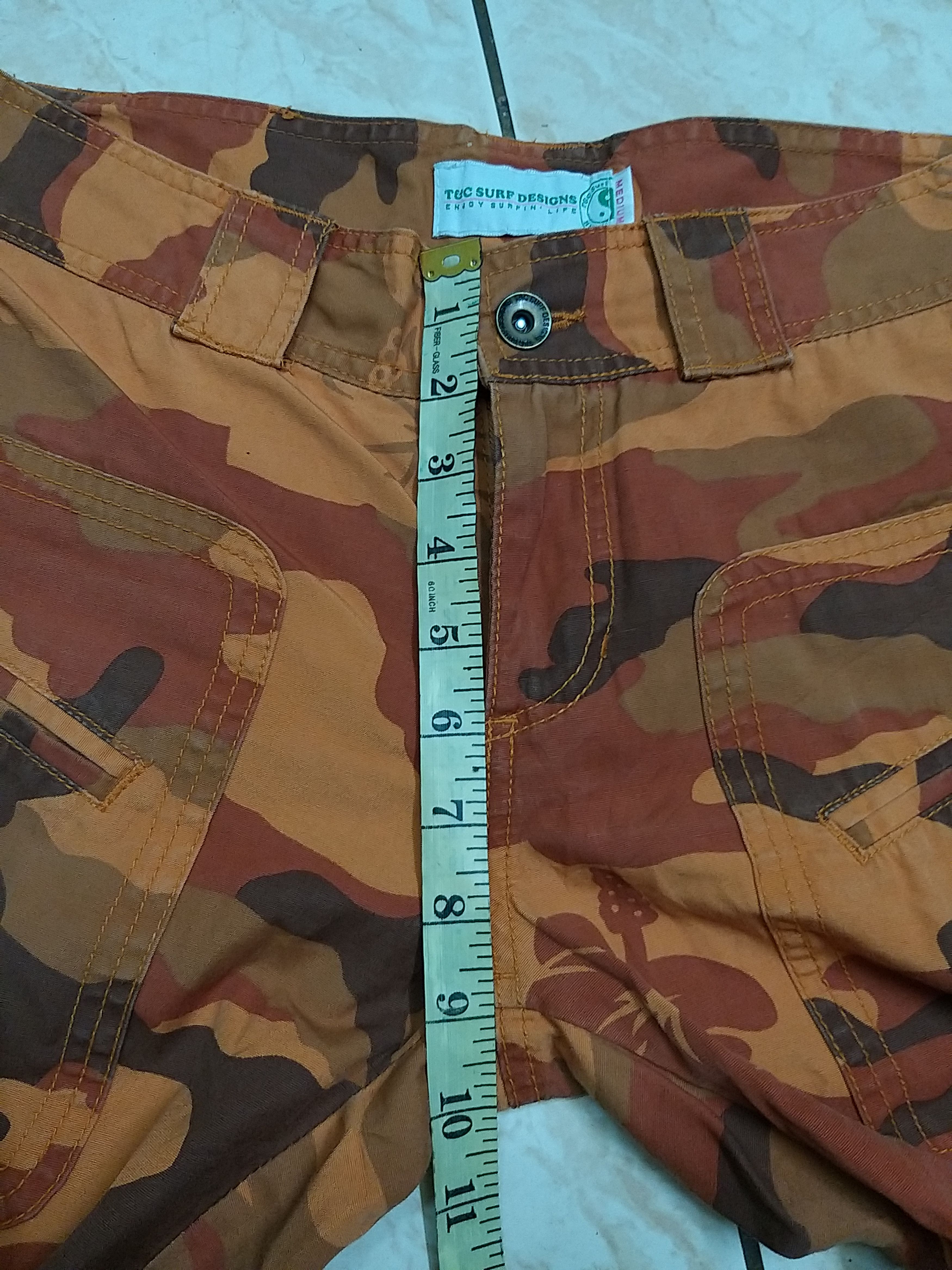 Japanese Brand SICK Y2K T&C SURF DESIGNS HAWAII ORANGE CAMO CARGO PANT. Size US 29 - 10 Thumbnail