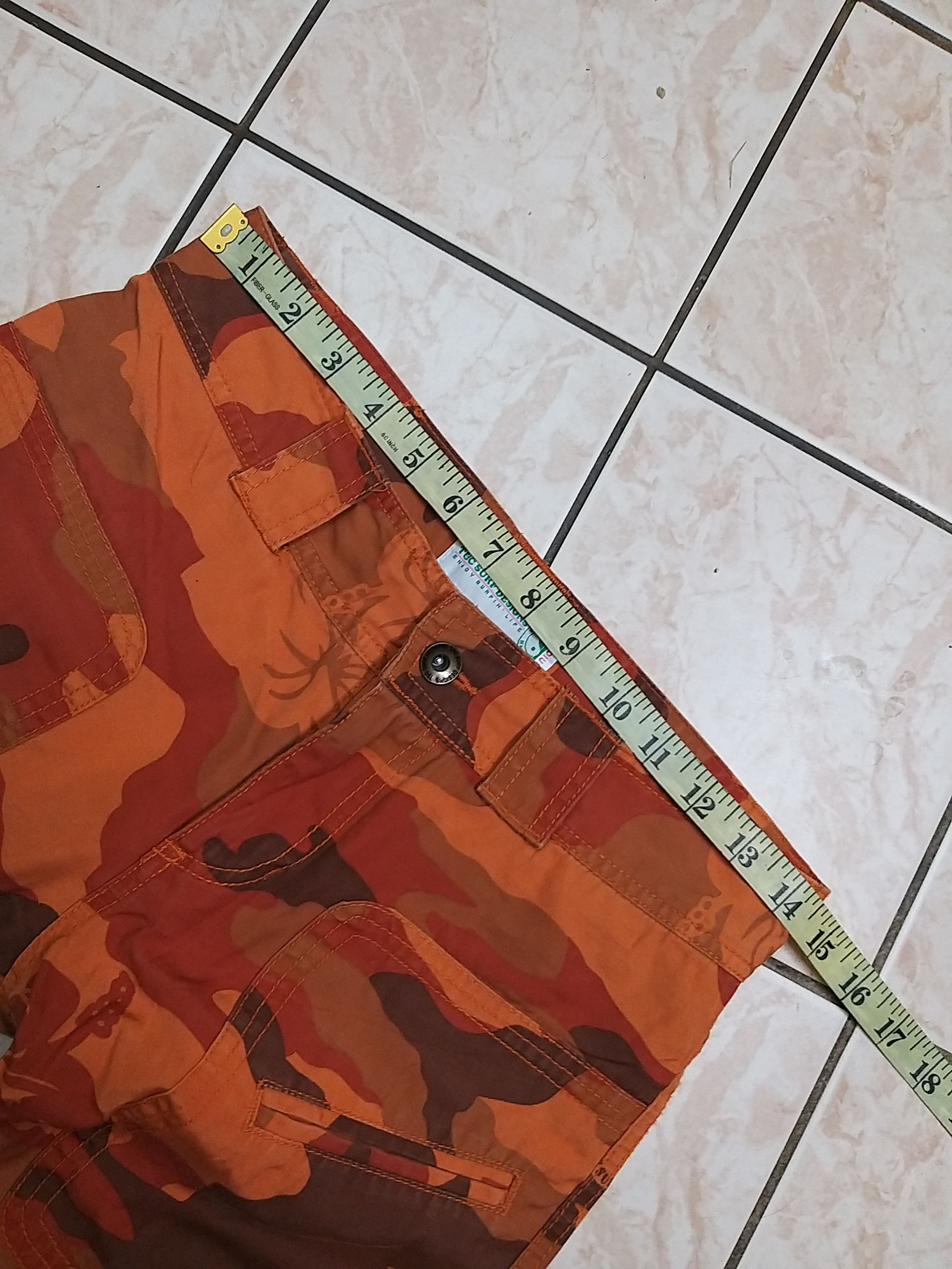 Japanese Brand SICK Y2K T&C SURF DESIGNS HAWAII ORANGE CAMO CARGO PANT. Size US 29 - 9 Thumbnail