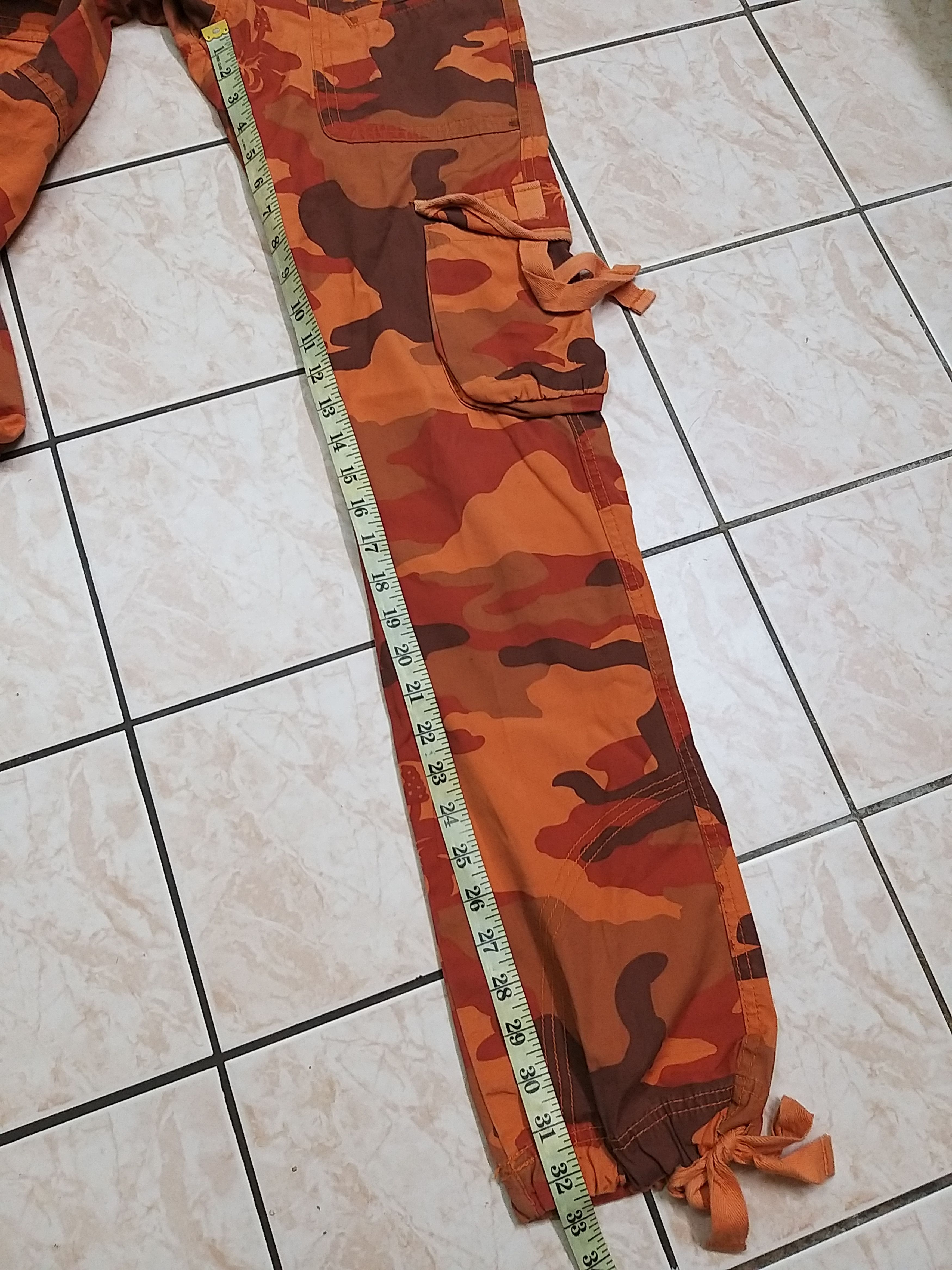 Japanese Brand SICK Y2K T&C SURF DESIGNS HAWAII ORANGE CAMO CARGO PANT. Size US 29 - 13 Thumbnail