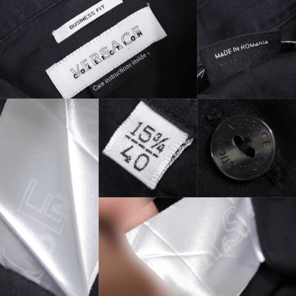 Versace Plaid Cufflinks Shirt Business Fit Size US L / EU 52-54 / 3 - 8 Thumbnail