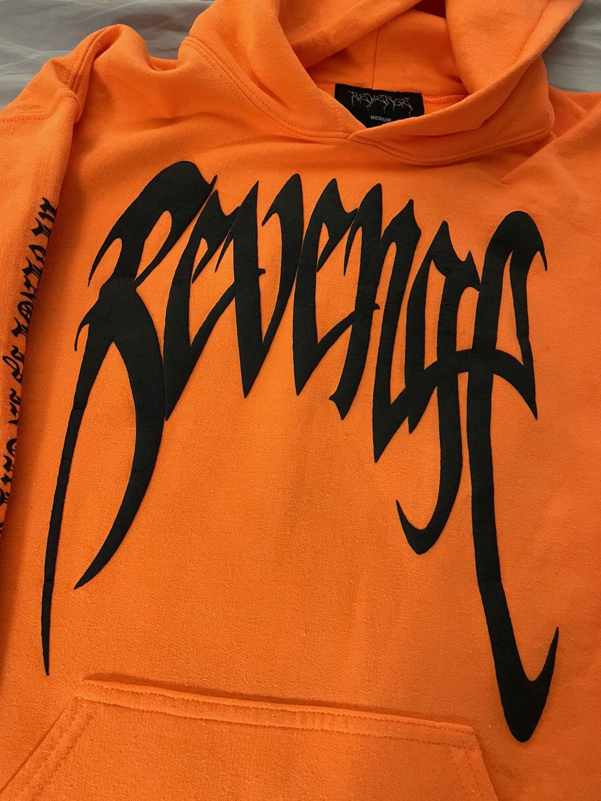 image of Revenge Orange “Kill” Xxxtentacion Hoodie, Men's (Size Medium)