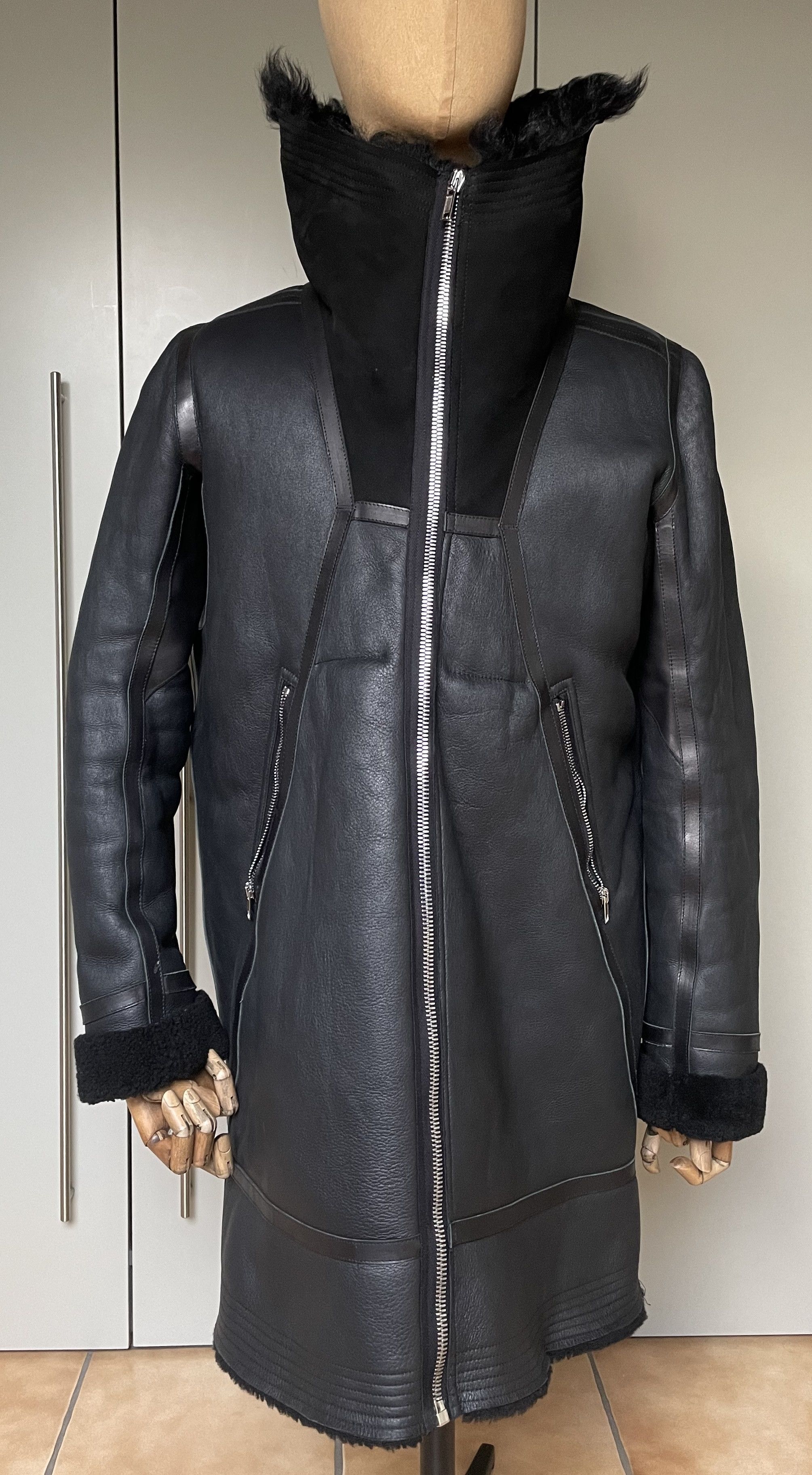 Rick Owens Coat Lambskin black size 52, RU16F6781-LSHTG