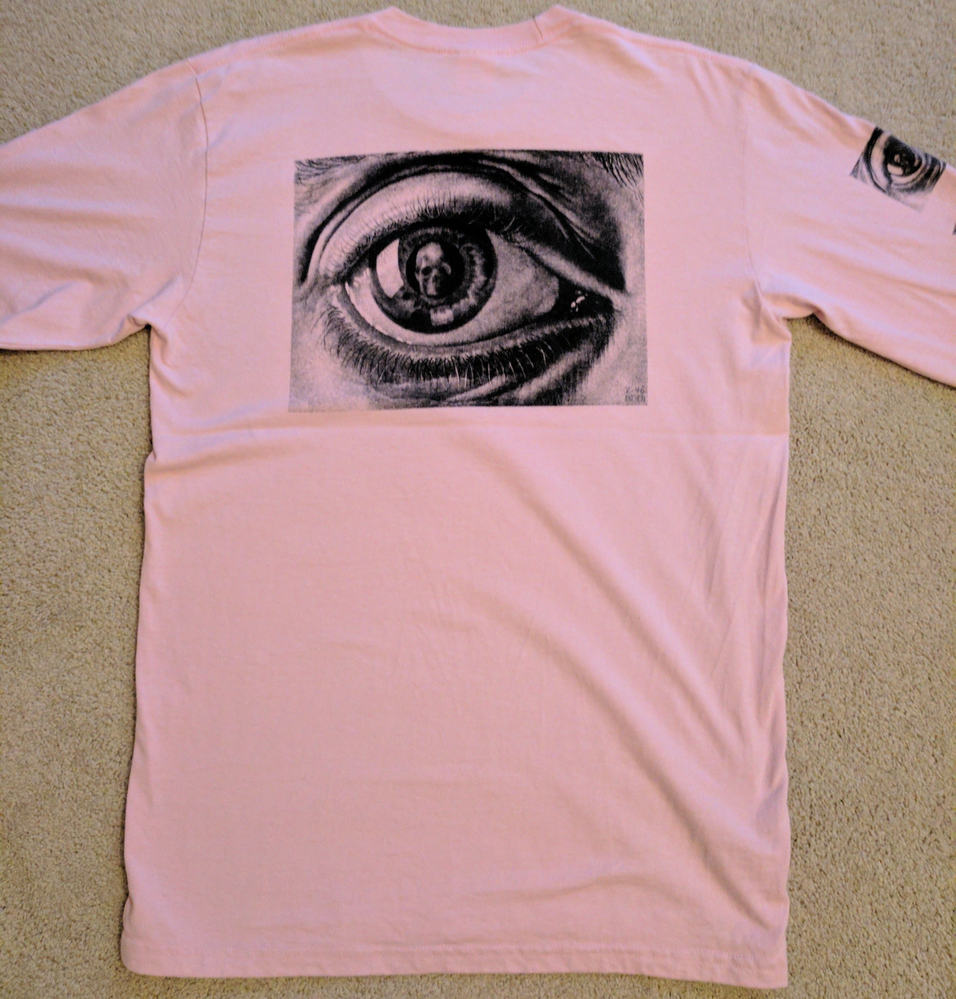 Supreme MC Escher Eye Long authentic Sleeve T-Shirt Pink