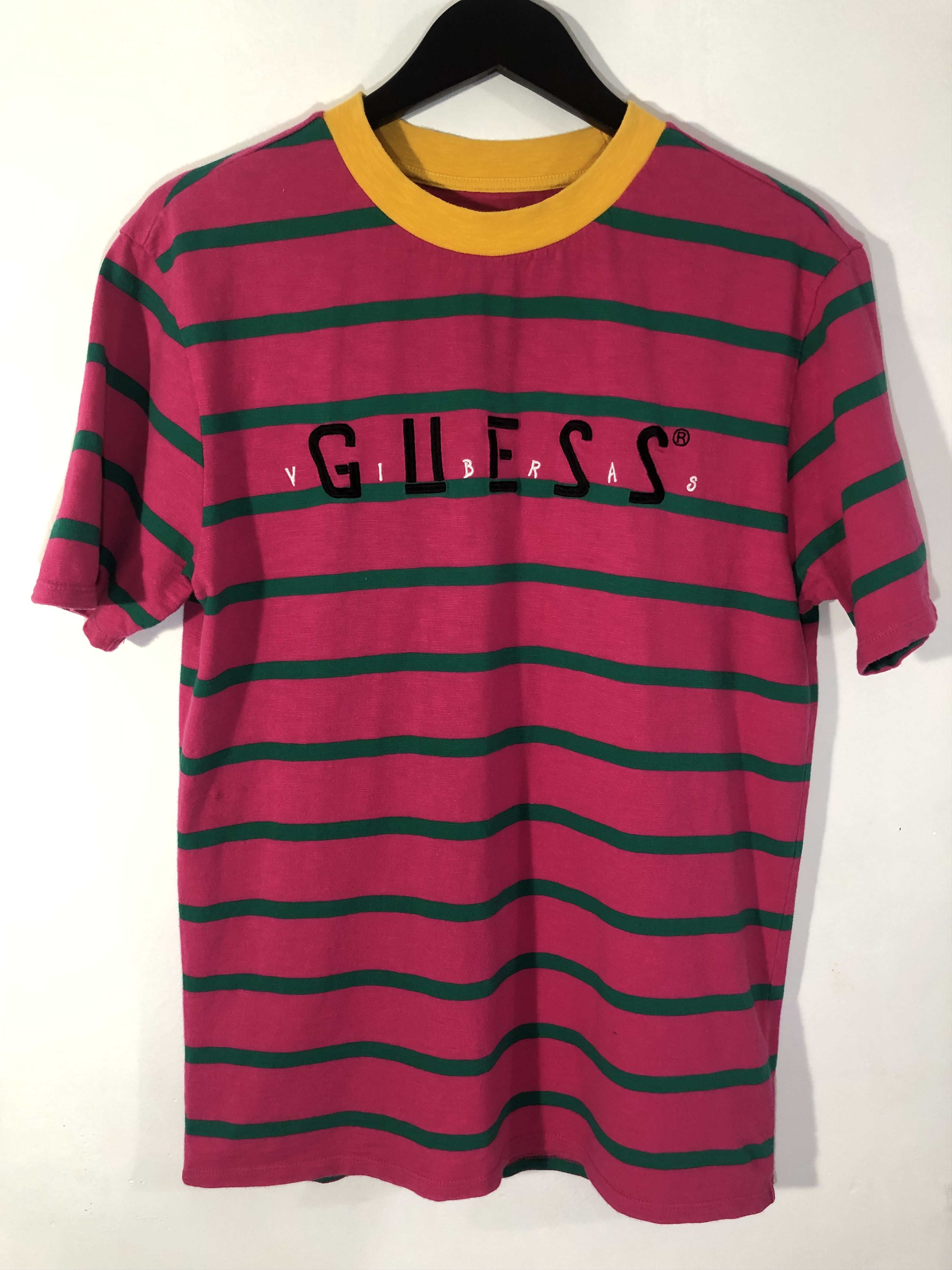 Green and pink striped guess shirt best sale