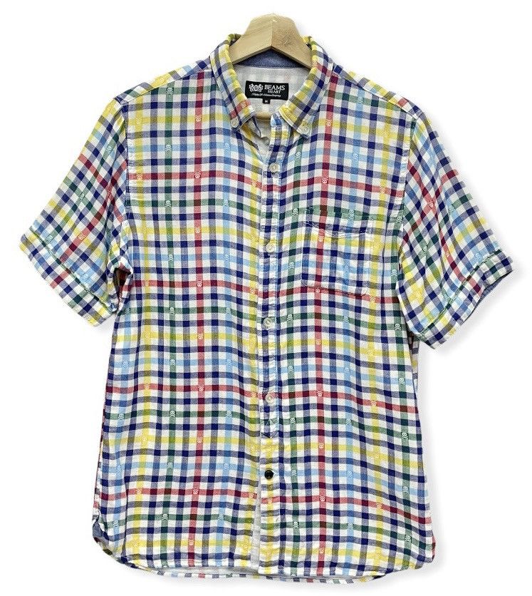 Beams Plus DOPE! BEAMS HEART All Over Skull Multicolor Checkered Shirt Size US S / EU 44-46 / 1 - 1 Thumbnail