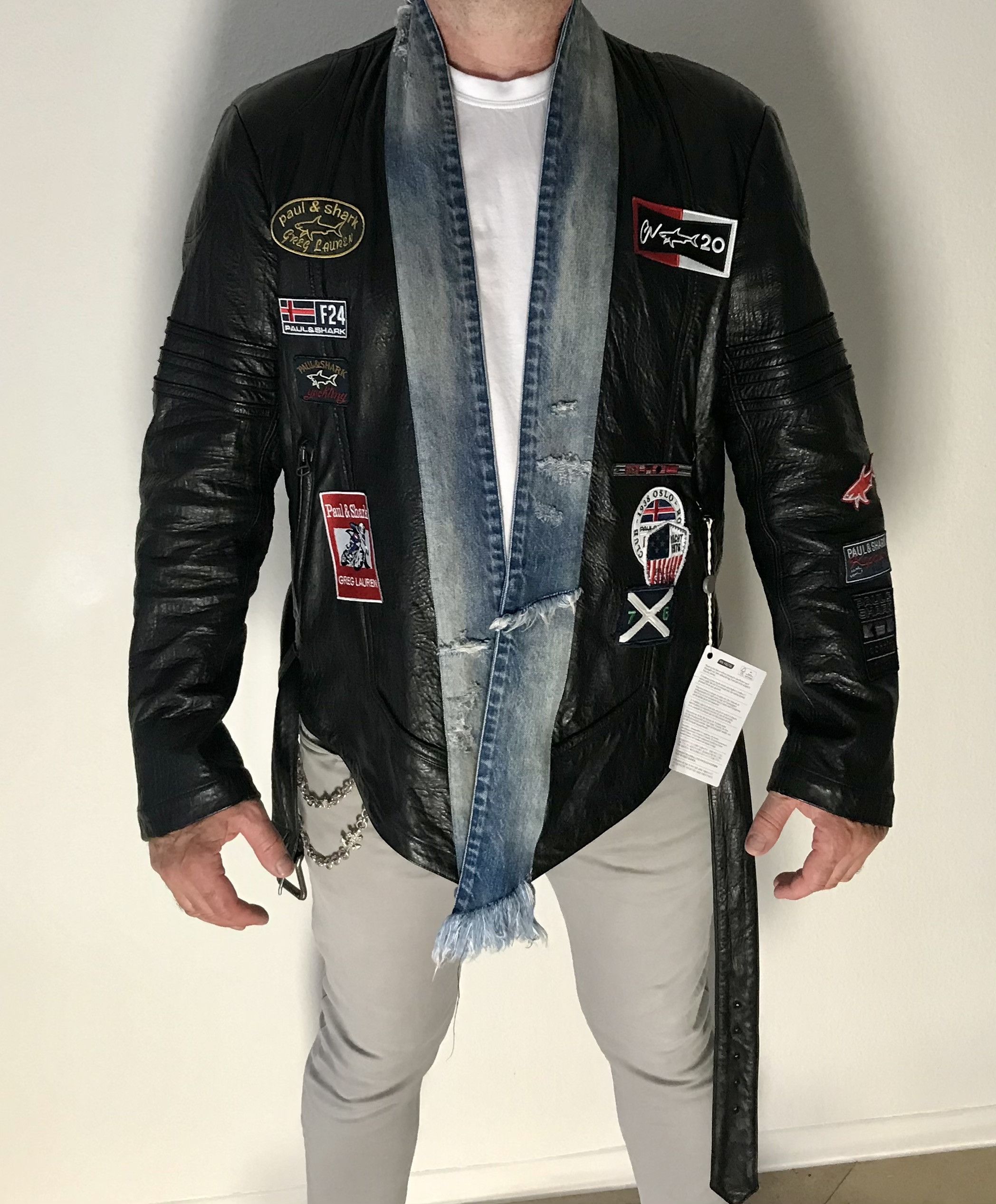 Greg Lauren X Paul Shark Leather Kimono