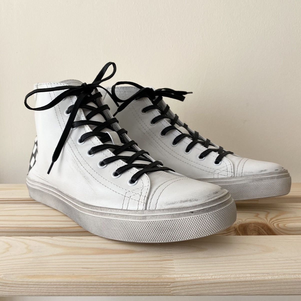 Distressed High-Top Leather Malibu Sneakers