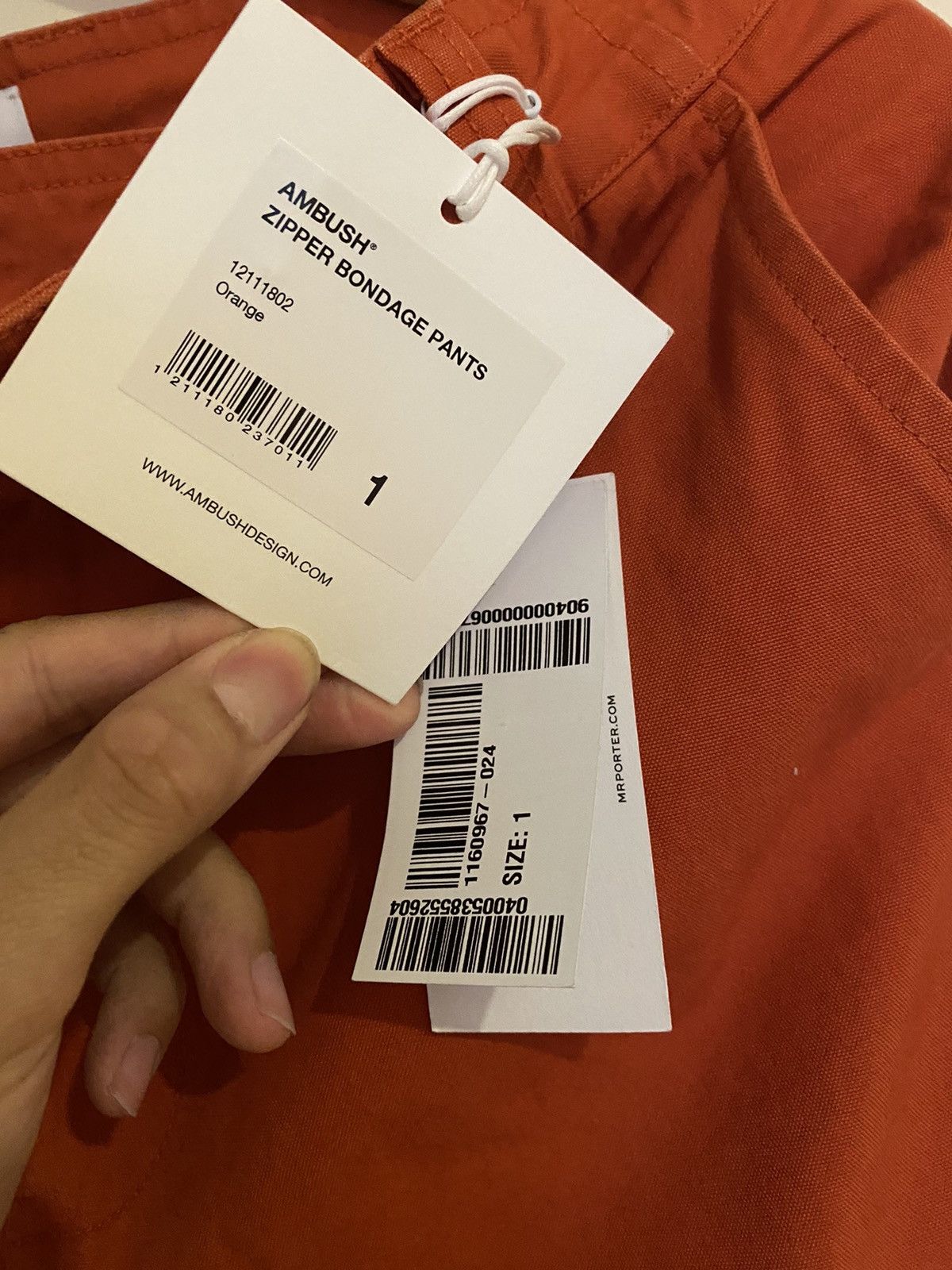Ambush Design Ambush orange tapered cotton-canvas trousers Size US 31 - 4 Thumbnail