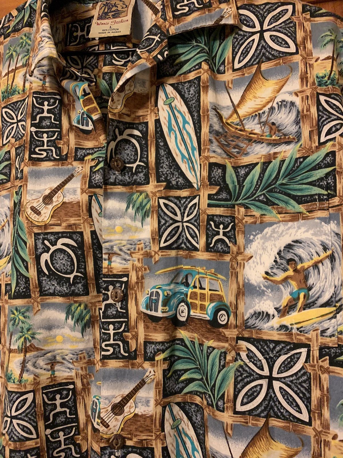 Vintage *RARE* Vintage Hawaiian Made Winnie Fashion Paradise Shirt Size US L / EU 52-54 / 3 - 3 Thumbnail