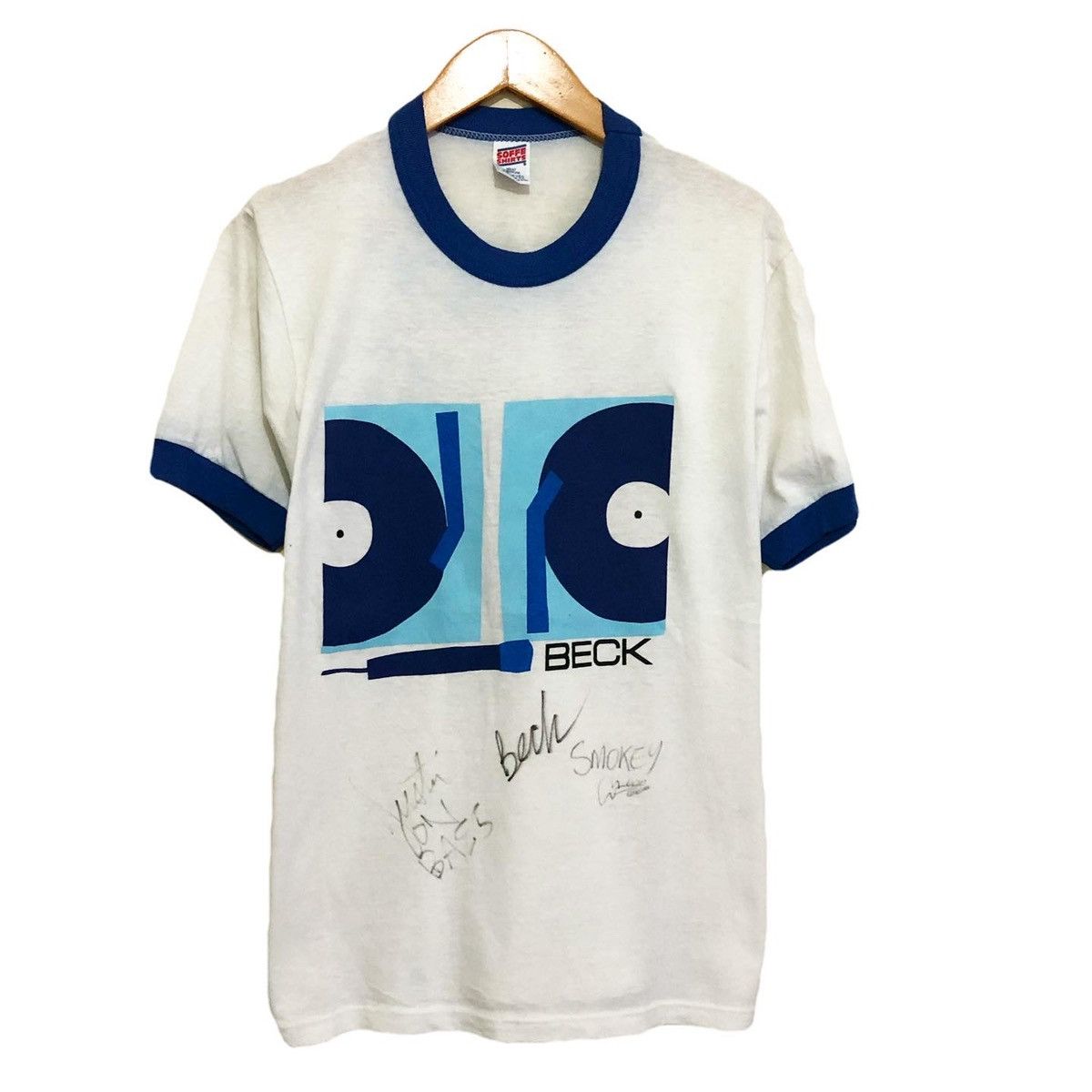 Vintage VTG BECK TWO TURNTABLE AND A MICROPHONE SIGNED TEE Grailed