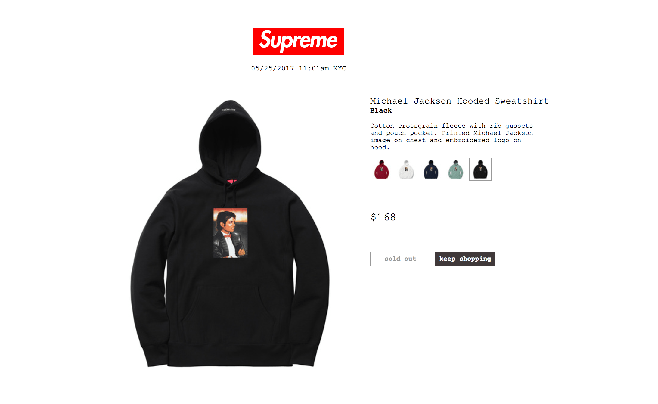 Supreme Black Michael Jackson Hoodie | Grailed