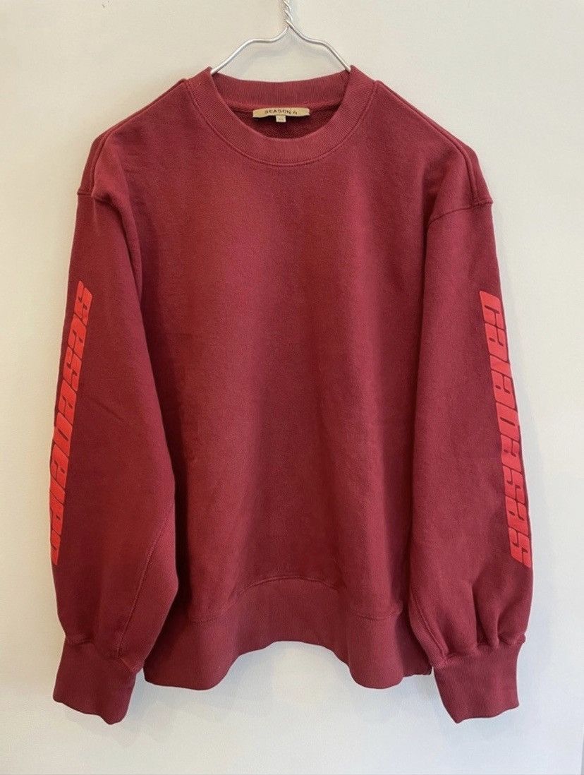 Adidas Streetwear Yeezy Season Yeezy season 4 calabasas sweater red burgundy Maroon Kanye Grailed