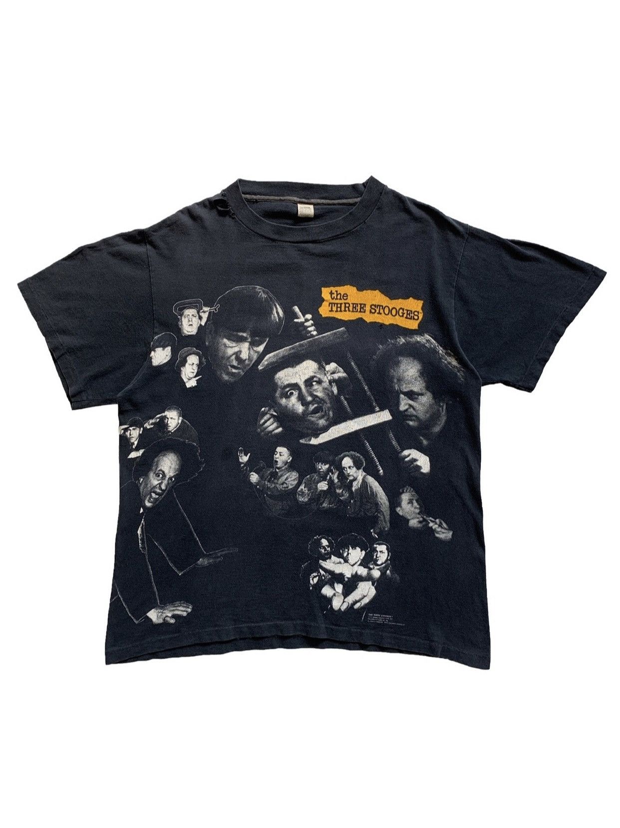 T-Shirt Vintage THREE STOOGES – Années 90 – Moe – Taille M – Coton, Fabriqué Aux USA