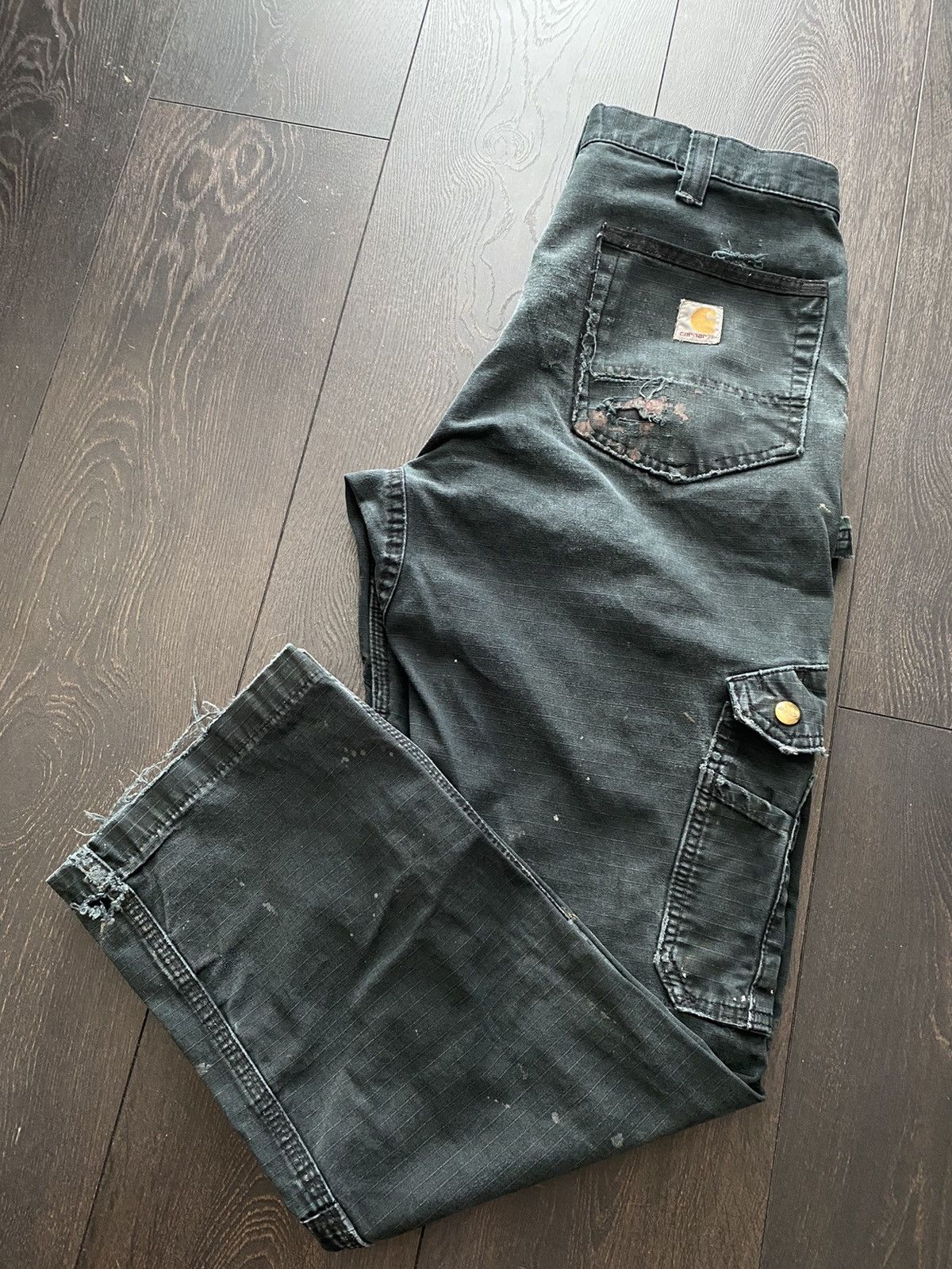 Carhartt Faded & Distressed Carhartt Double Knee Cargo Workwear Pants Size US 32 / EU 48 - 16 Thumbnail