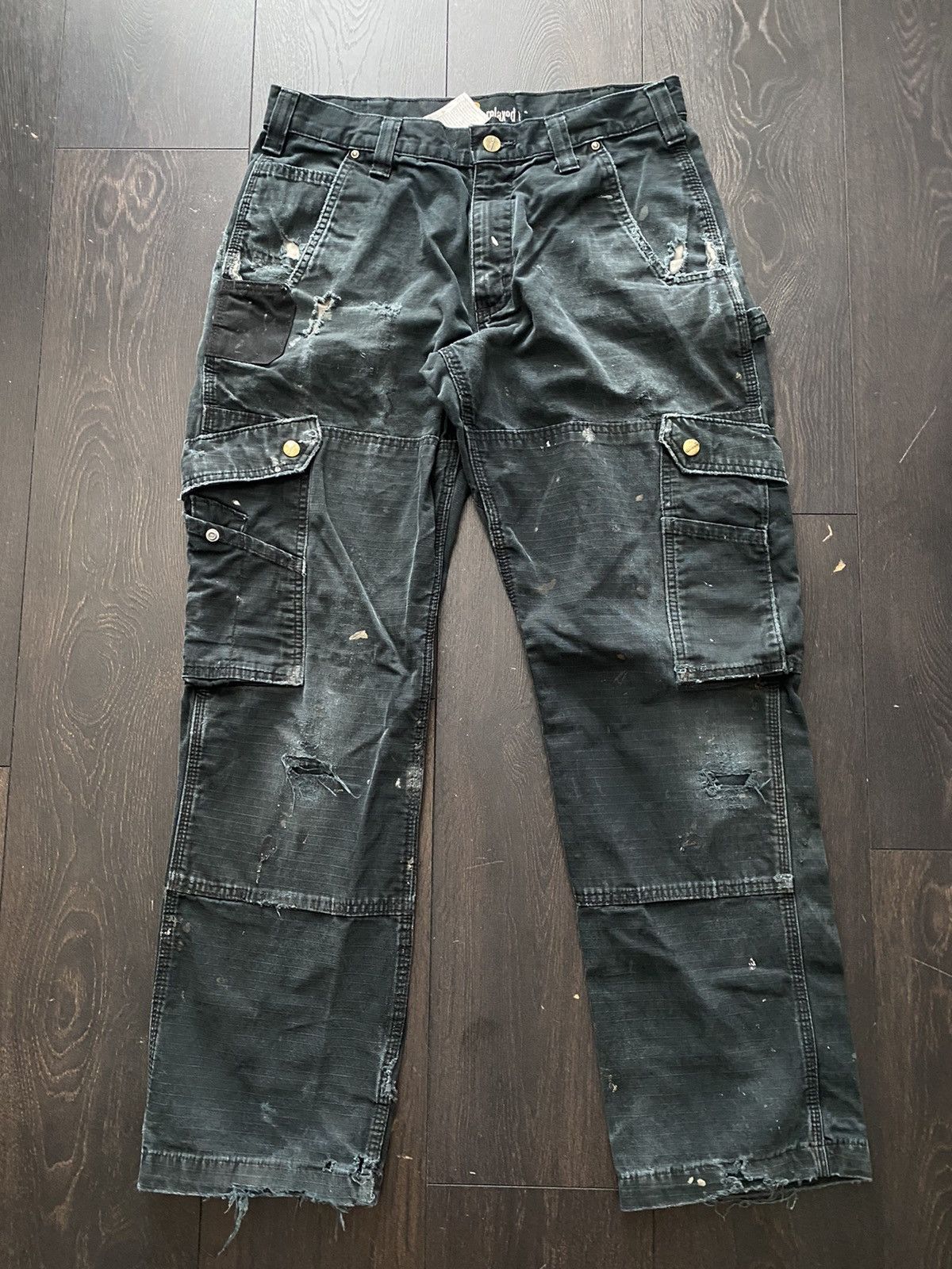 Carhartt Faded & Distressed Carhartt Double Knee Cargo Workwear Pants Size US 32 / EU 48 - 3 Thumbnail
