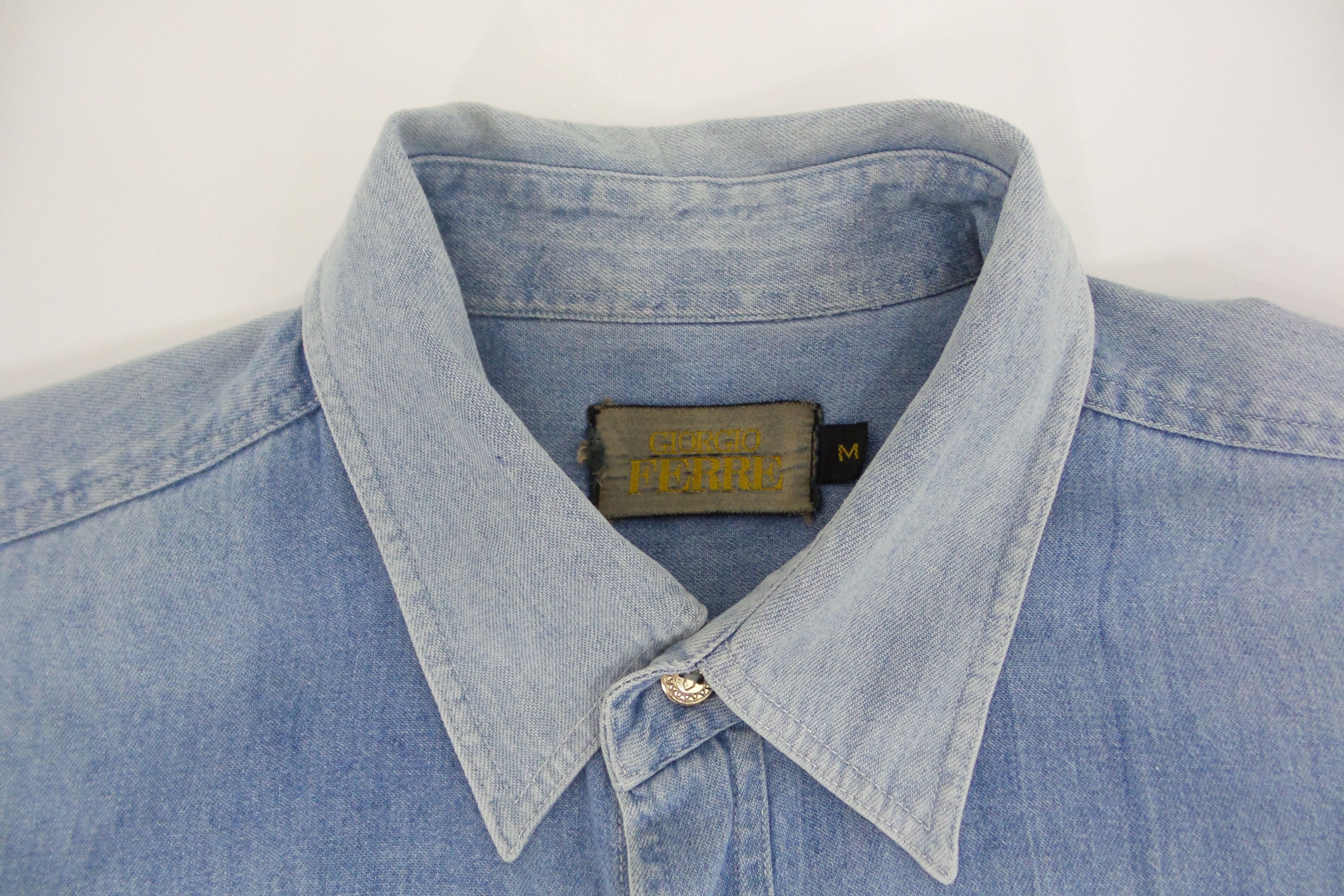 Designer × Gianfranco Ferre Giorgio Ferre Blue Button Downs Shirts Size US M / EU 48-50 / 2 - 2 Thumbnail