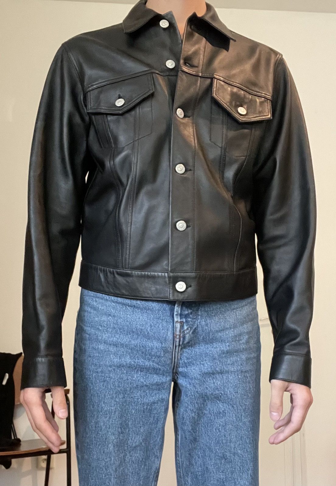 Acne Studios Acne Studios Leather Jacket - Blå Konst Size US S / EU 44-46 / 1 - 6 Thumbnail