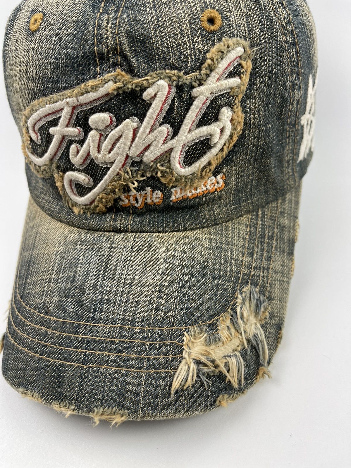 If Six Was Nine Fight Makes Distressed Denim Hat Size ONE SIZE - 7 Thumbnail