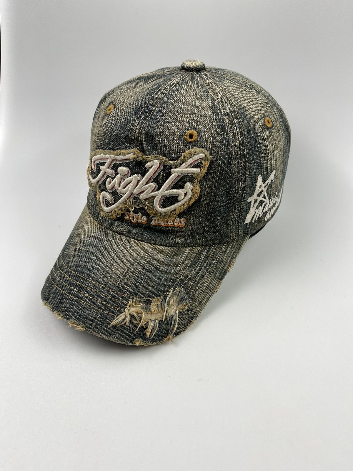 If Six Was Nine Fight Makes Distressed Denim Hat Size ONE SIZE - 2 Thumbnail