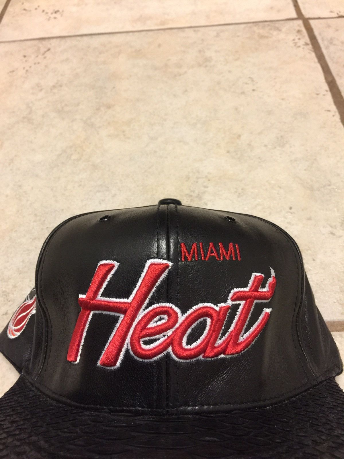 Just Don Miami Heat Script Leather Hat Size ONE SIZE - 3 Thumbnail