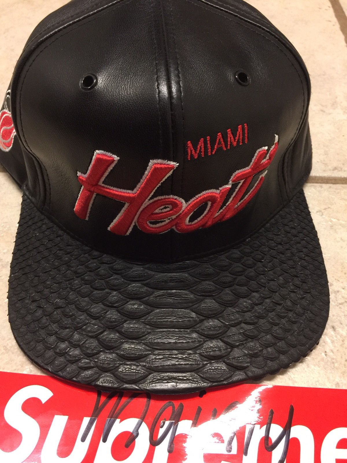 Just Don Miami Heat Script Leather Hat Size ONE SIZE - 4 Thumbnail