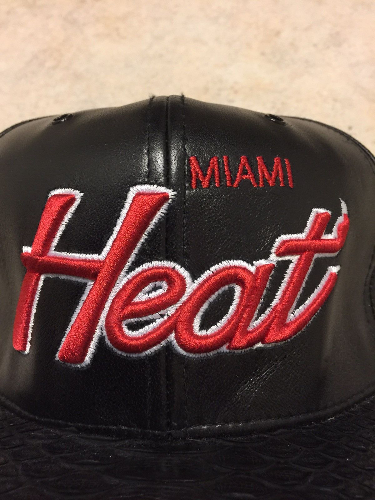 Just Don Miami Heat Script Leather Hat Size ONE SIZE - 2 Preview
