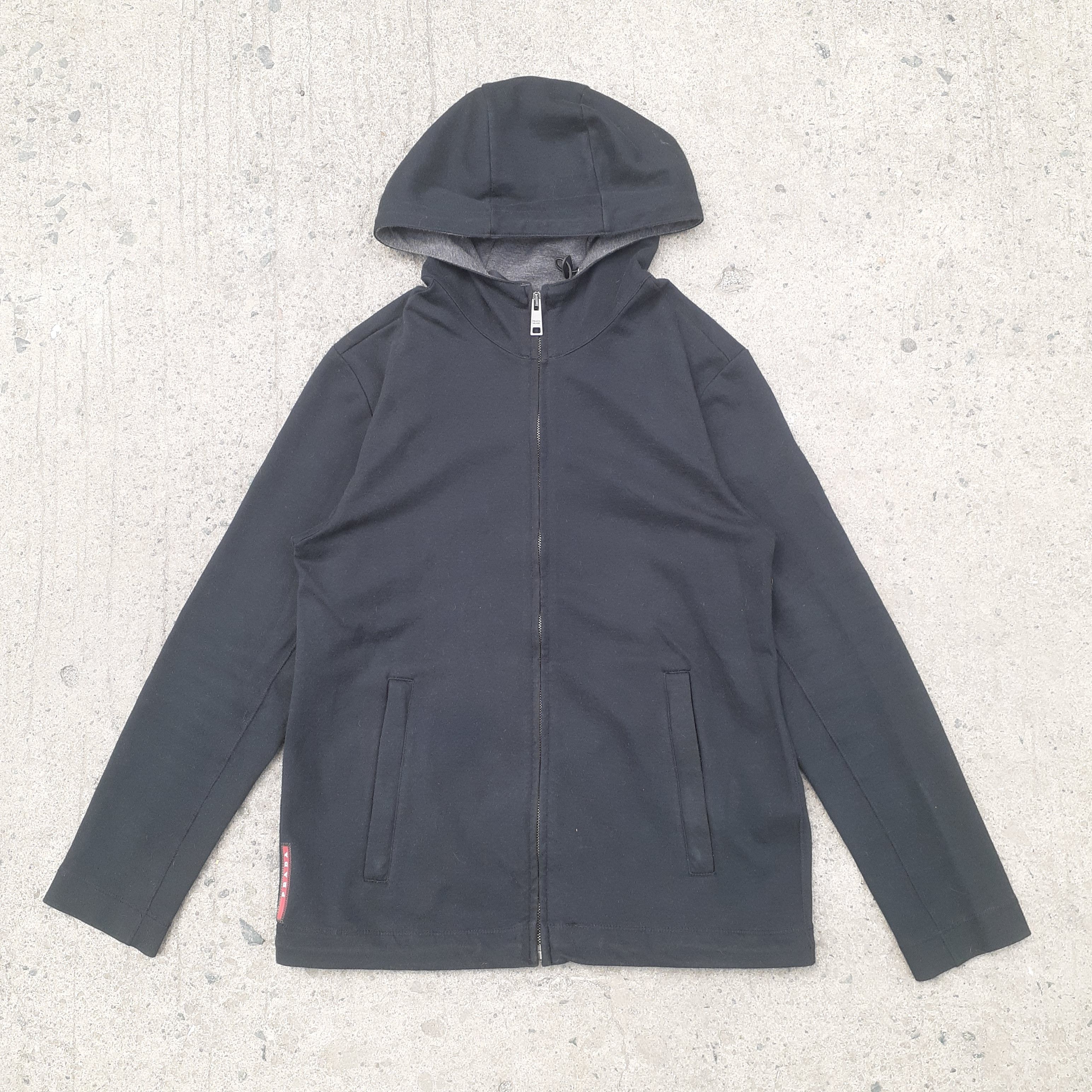image of Prada - Linea Rosa Zip-Up Hoodie Jacket in Black, Men's (Size Medium)