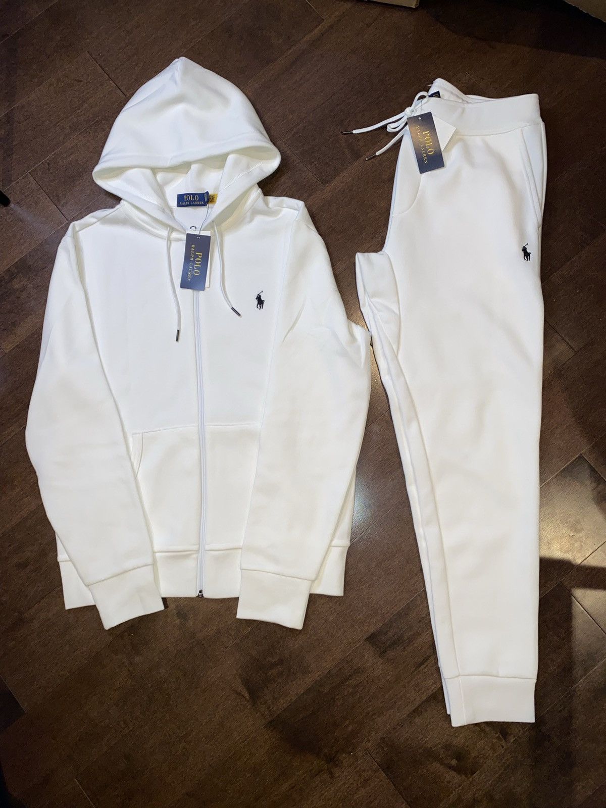 White Ralph Lauren Tracksuit Size medium Tags - Depop