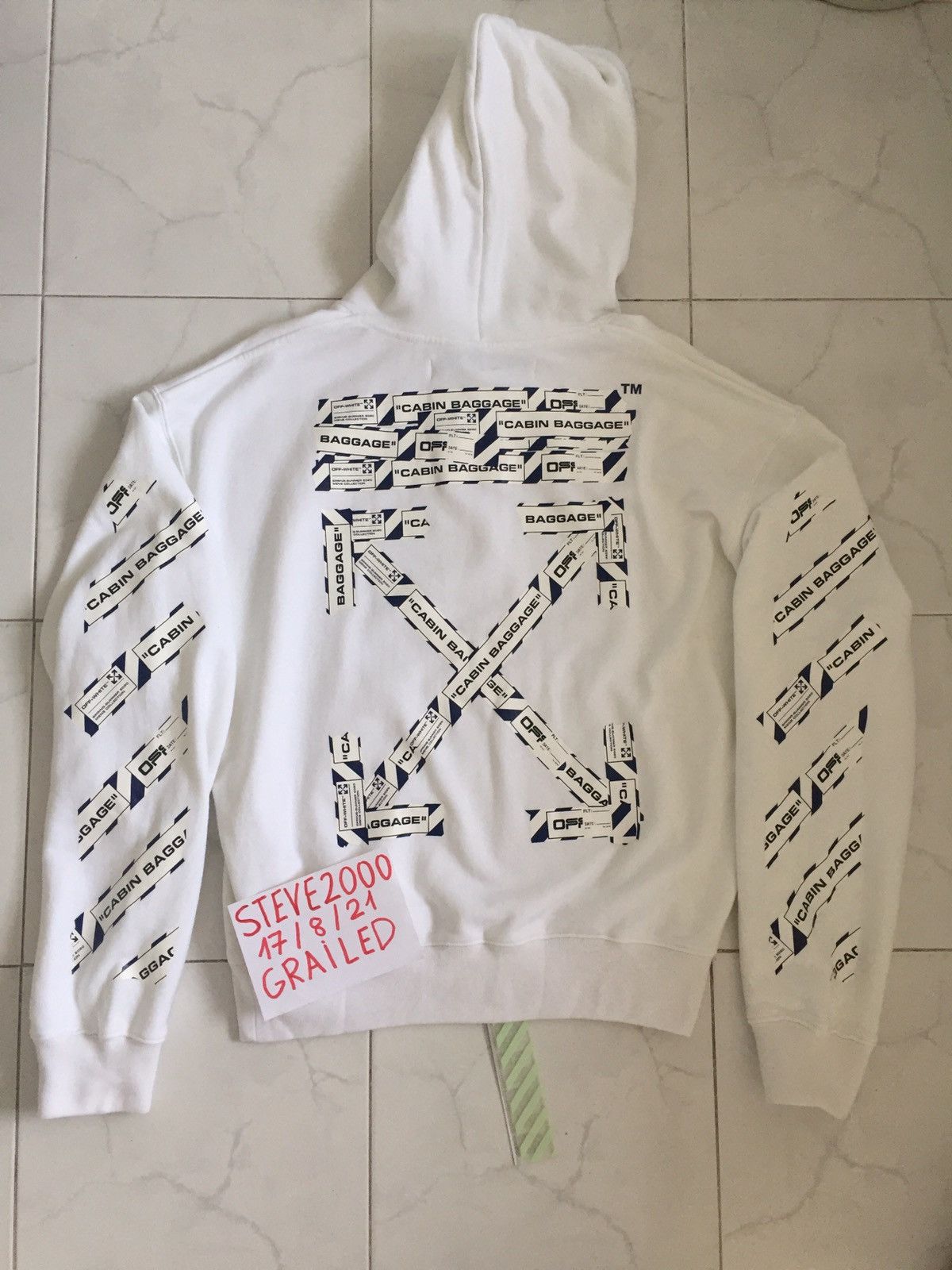 Off white best sale cabin luggage hoodie