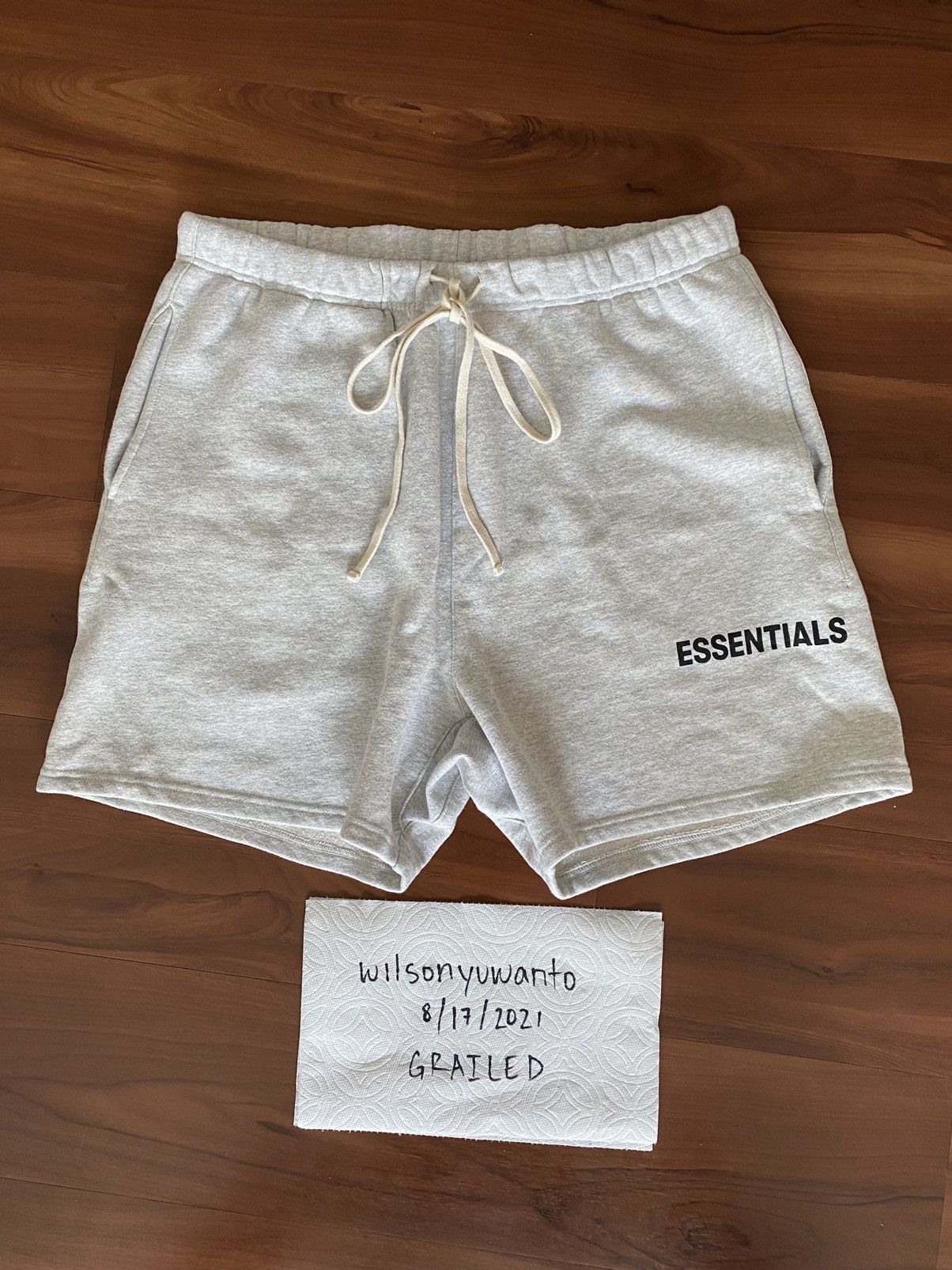 Fear of god clearance essentials graphic sweat shorts