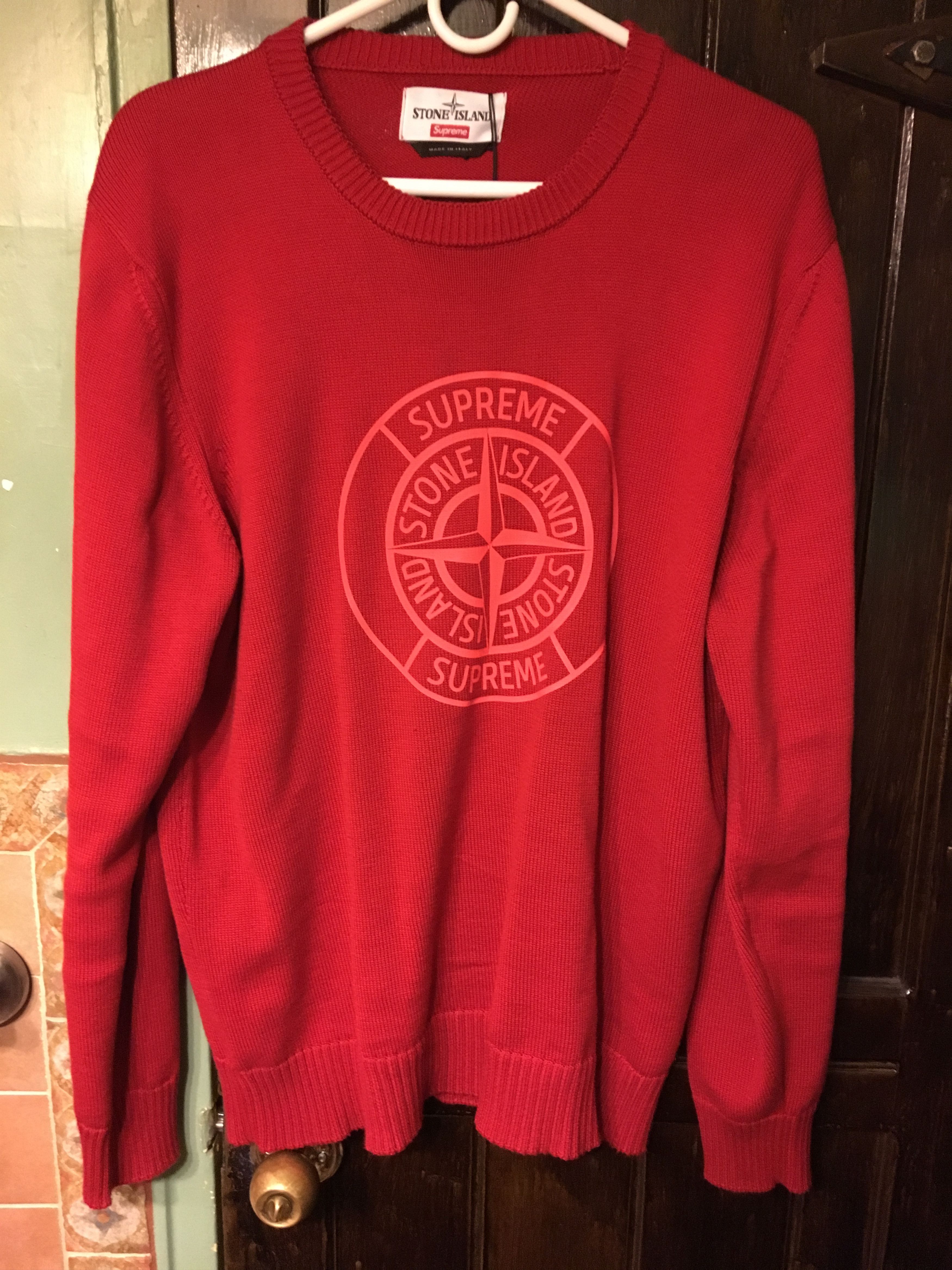 Supreme Supreme x Stone Island Reflective Compass Sweater | Grailed