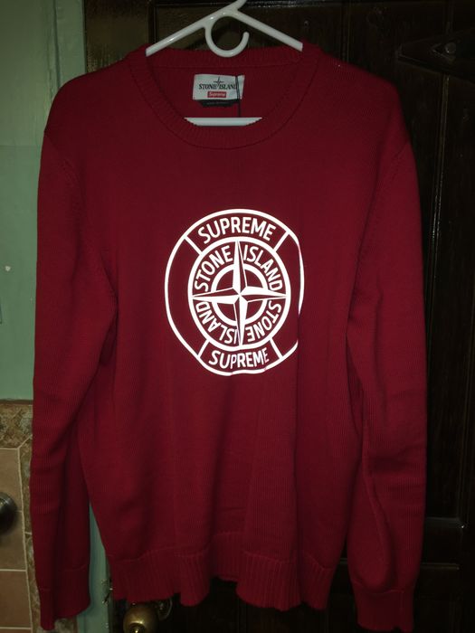 Supreme Supreme x Stone Island Reflective Compass Sweater | Grailed