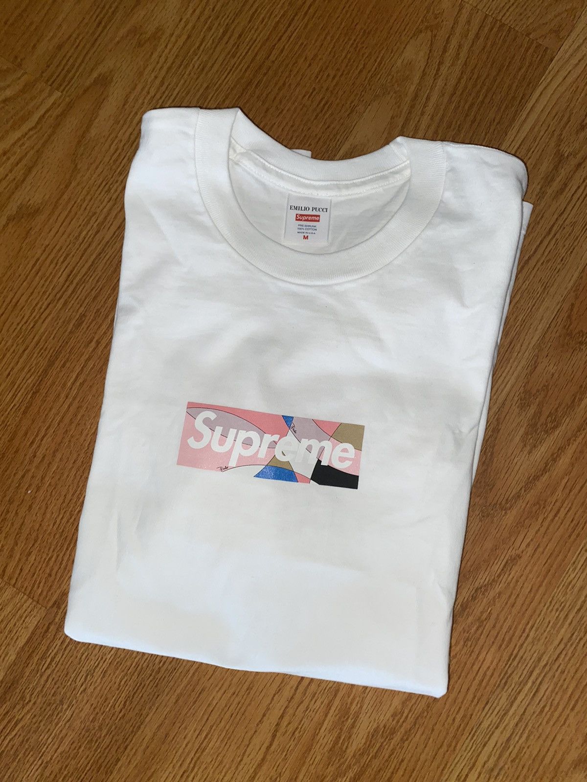 image of Emilio Pucci x Supreme Box Logo Tee Dusty Pink in White, Men's (Size Medium)
